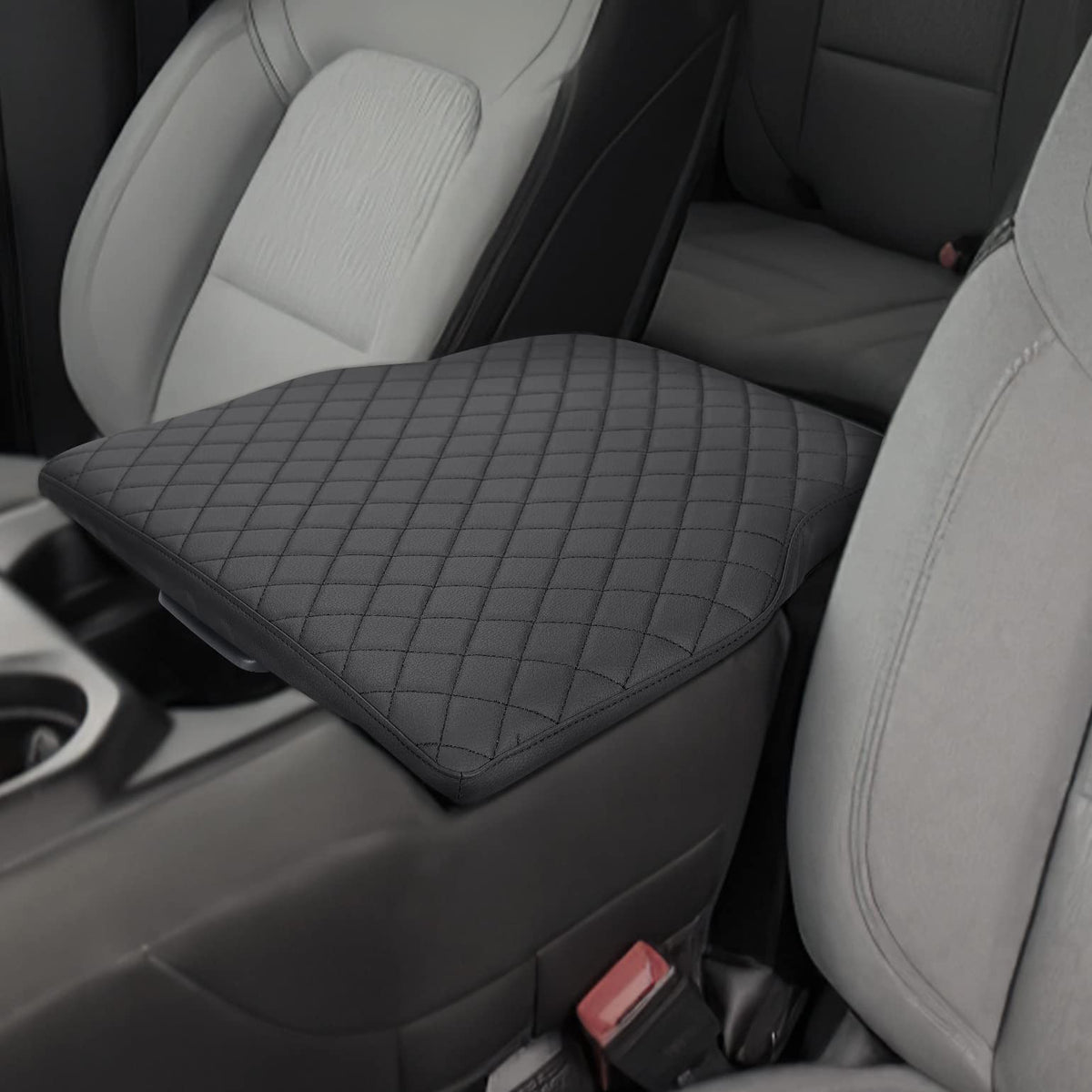 Issyauto Center Console Cover Compatible With 2019-2024 Ram 1500 New Model Jump Seat Console, Armrest Lid Cover Leather Arm Rest