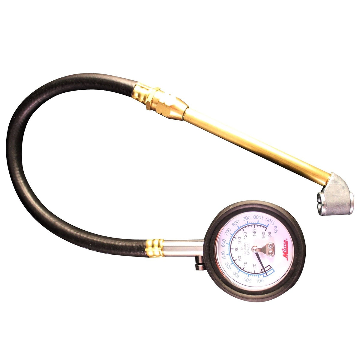 Milton (S-936) High Pressure Dial Tire Pressure Gauge - Dual Head Air Chuck, 12&quot; Hose