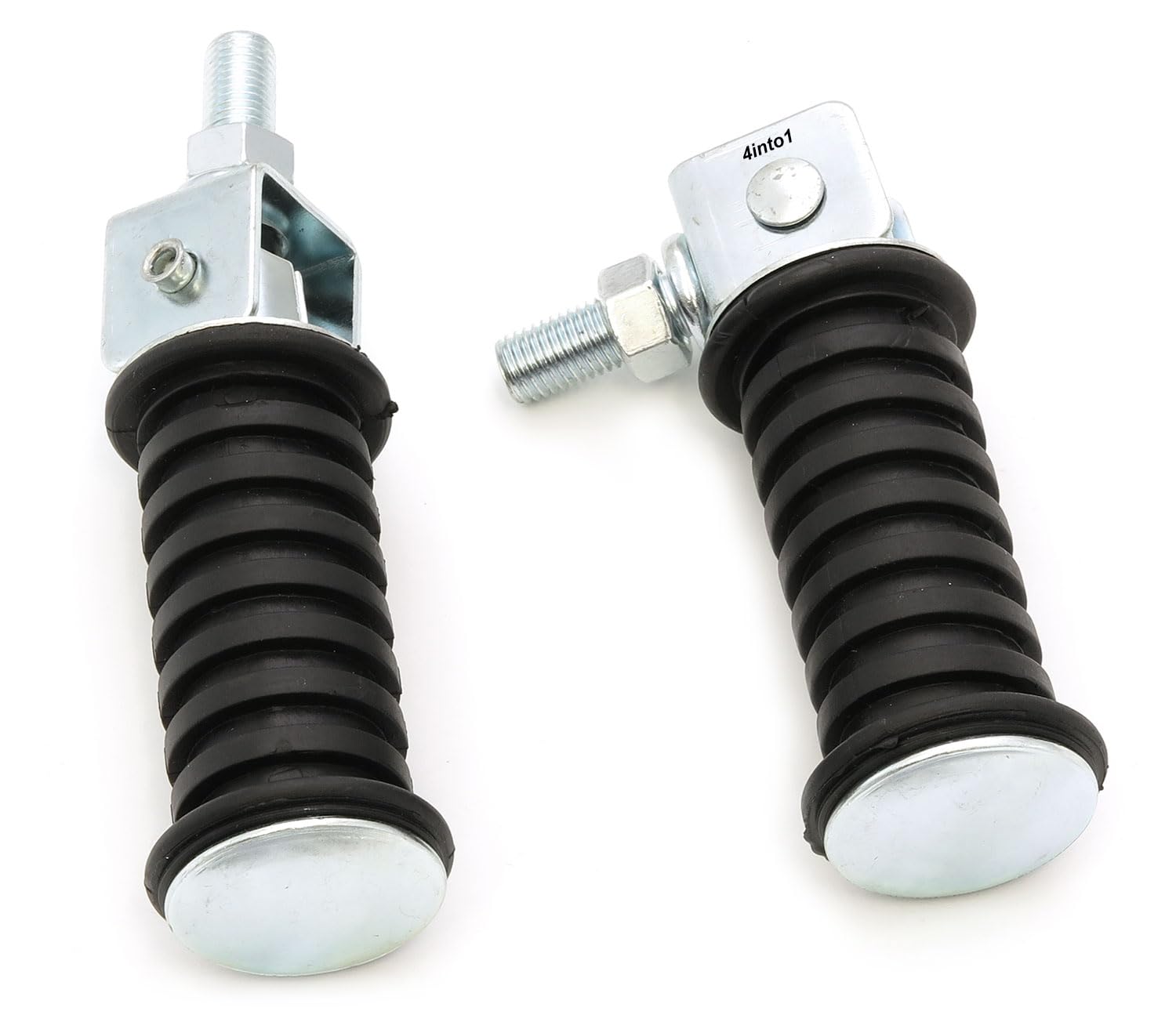 Universal Motorcycle Round Folding Rear Passenger Foot Peg Set - 10mm Stud Pegs Rest Footpegs