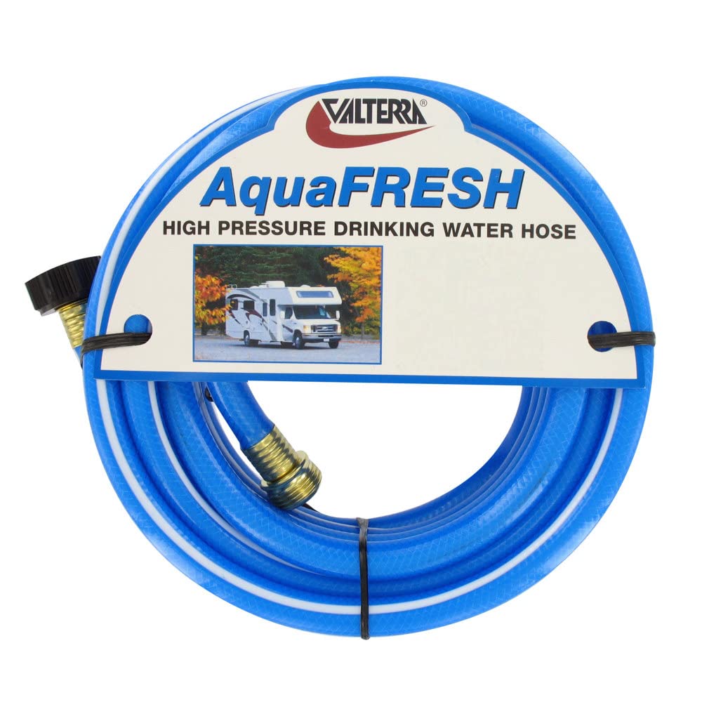 Valterra AquaFresh High Pressure Drinking Water Hose, Water Hose Hookup for RV - 1/2' x 50', Blue