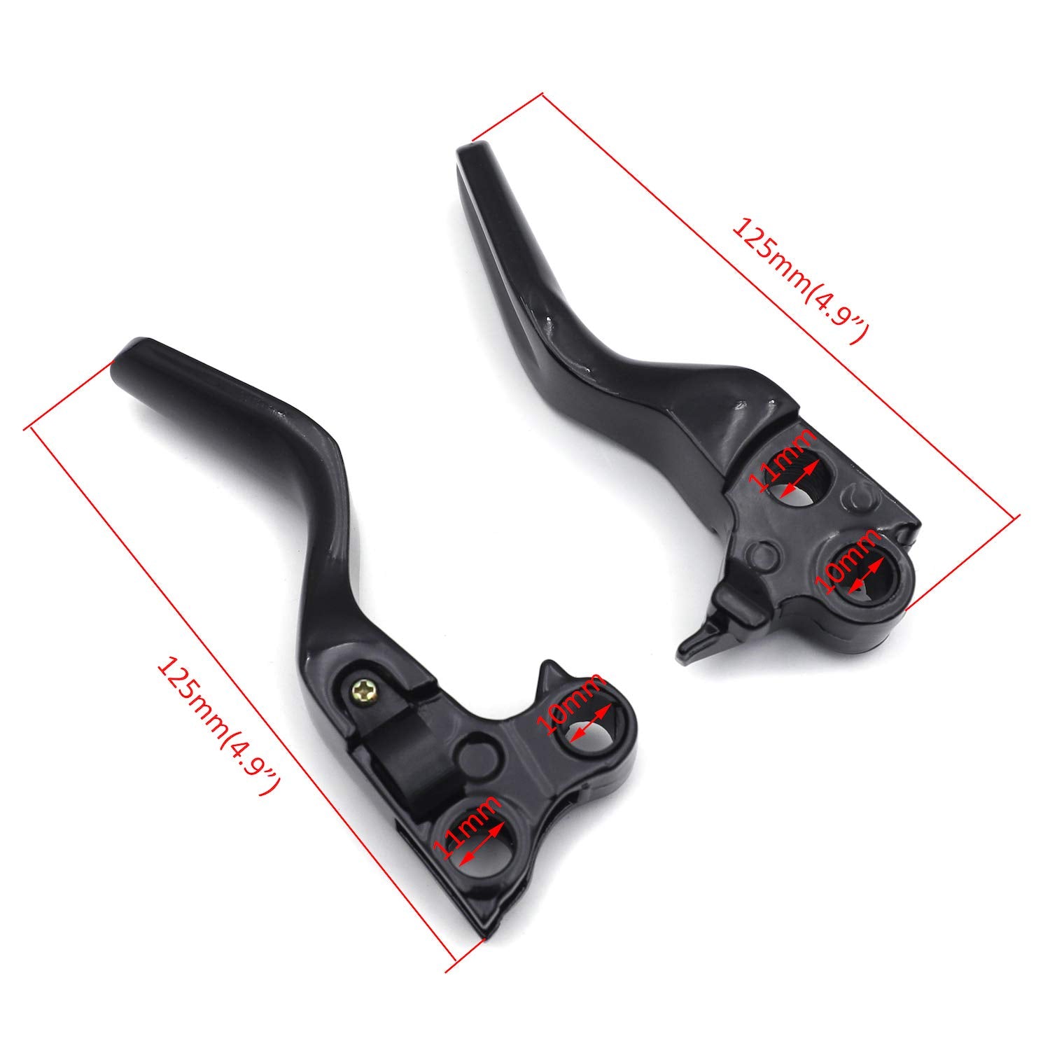 Httmt- Black Shorty Brake Clutch Levers Compatible With Harley 96-03 Xl/96-07 Dyna Touring/96-07 Softail 45075-07 55798-10A [P/N: Mt241-027St-Bk]