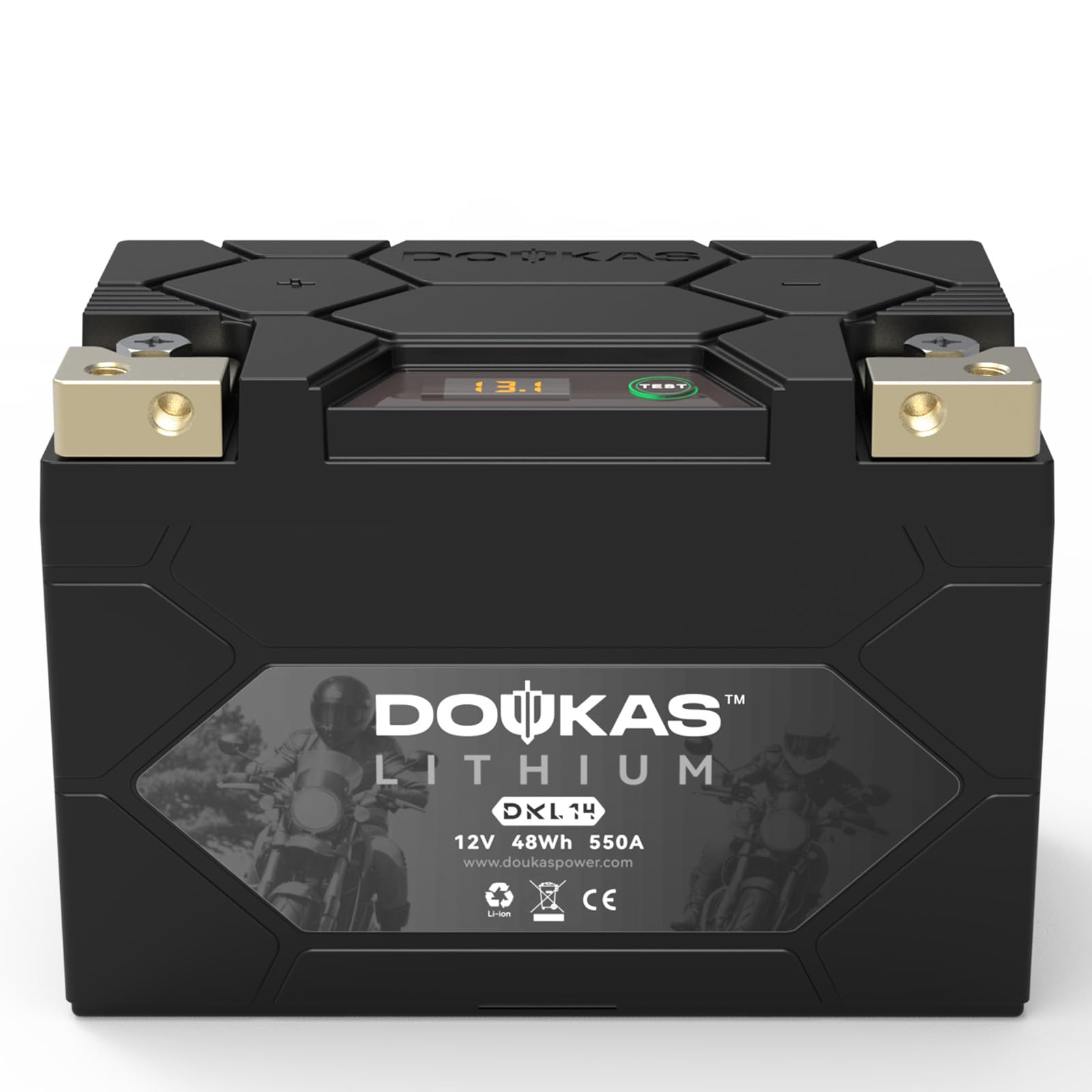 DOUKAS DKL14 550A LiFePO4 Motorcycle Lithium Battery, 12V 4Ah Powersports Battery, Compatible Jet Ski, Quad, Lawn Mower, ATV, UT