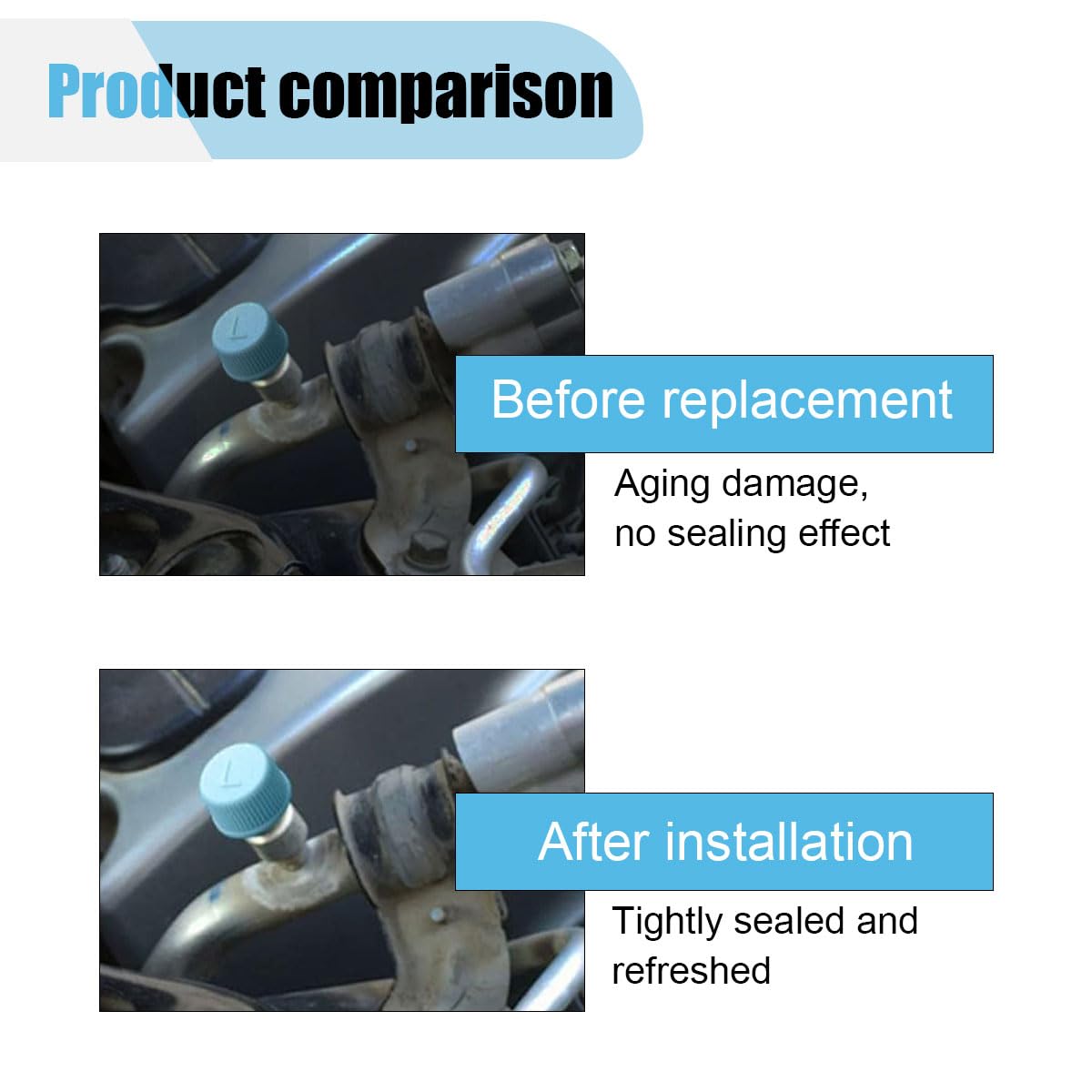Car A/C Valve Core Caps, Leakproof Air Conditioning System Seal Kit, R134A Air Conditioning Repair System Charging Port Caps, Hi