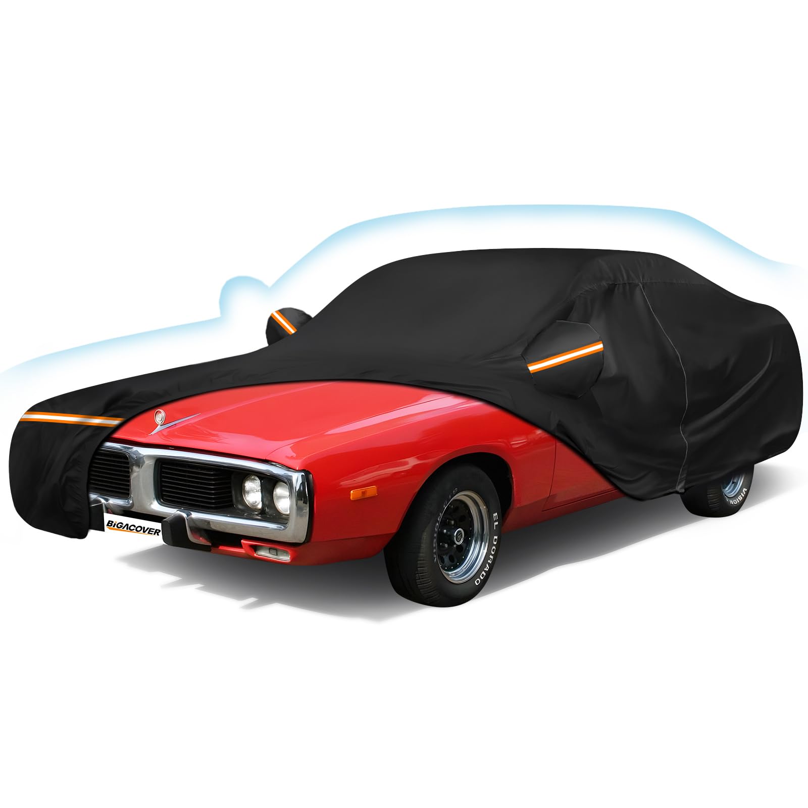 Car Cover For Dodge Charger 1968-1974, Waterproof 210D Oxford Cloth And Cotton Cover Outdoor Full Car Covers With Zipper Windpro