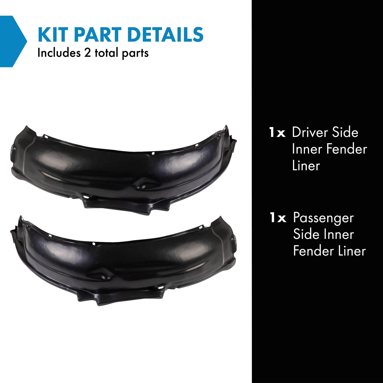 Trq Inner Fender Liner Set Compatible With 1993-2001 Subaru Impreza Su1248101 Su1249101