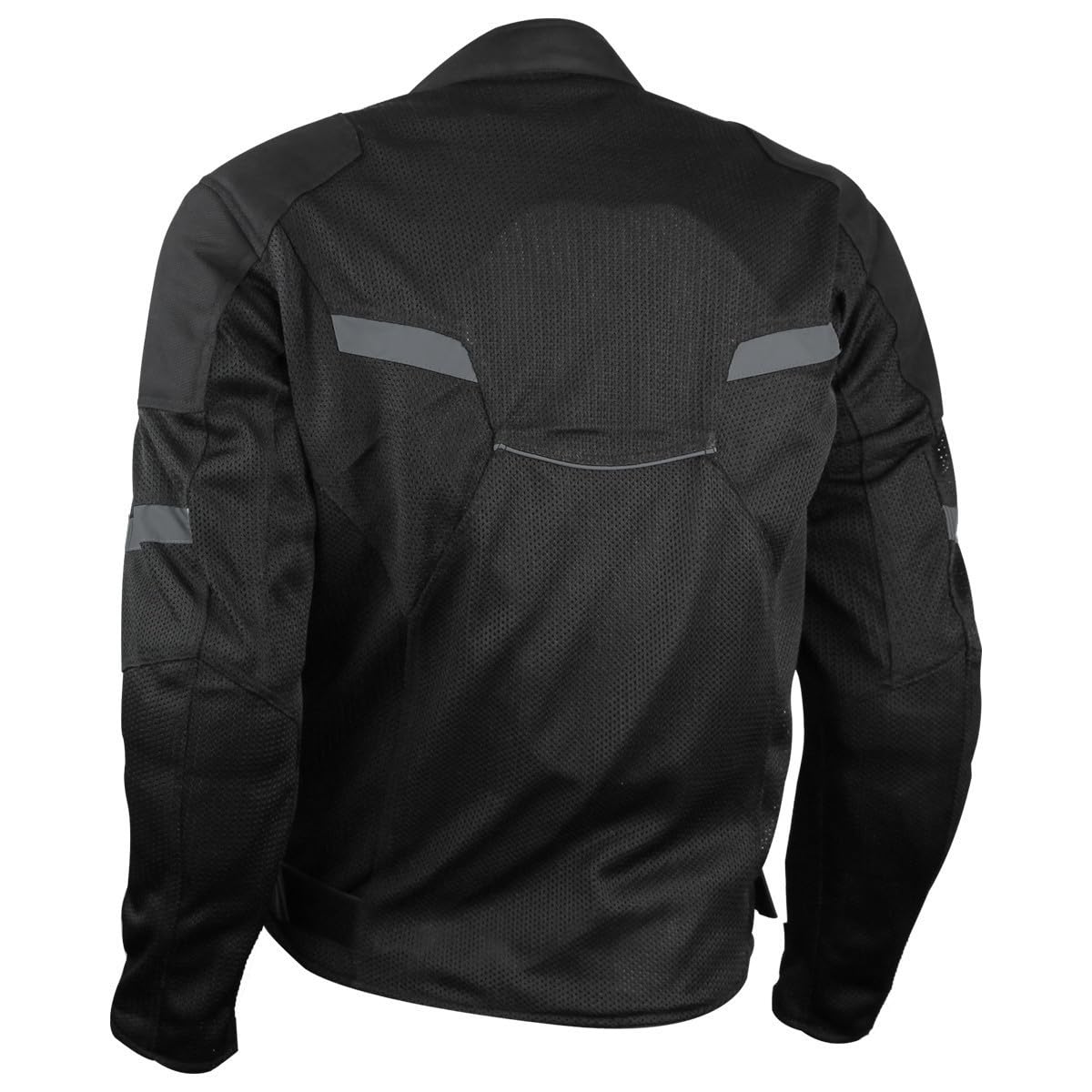 Vance Leather Viper Mens Black Reflective Mesh Motorcycle Jacket W/Ce Armor & Thermal Removable Liner (Black, 4X-Large)