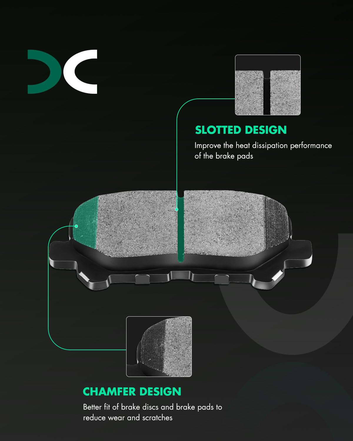 Scitoo D1585 Rear Semi-Metal Brake Pads Sets Fit For Acura Mdx 2014-2017,For Honda Pilot 2012-2019,For Honda Ridgeline 2017-2019