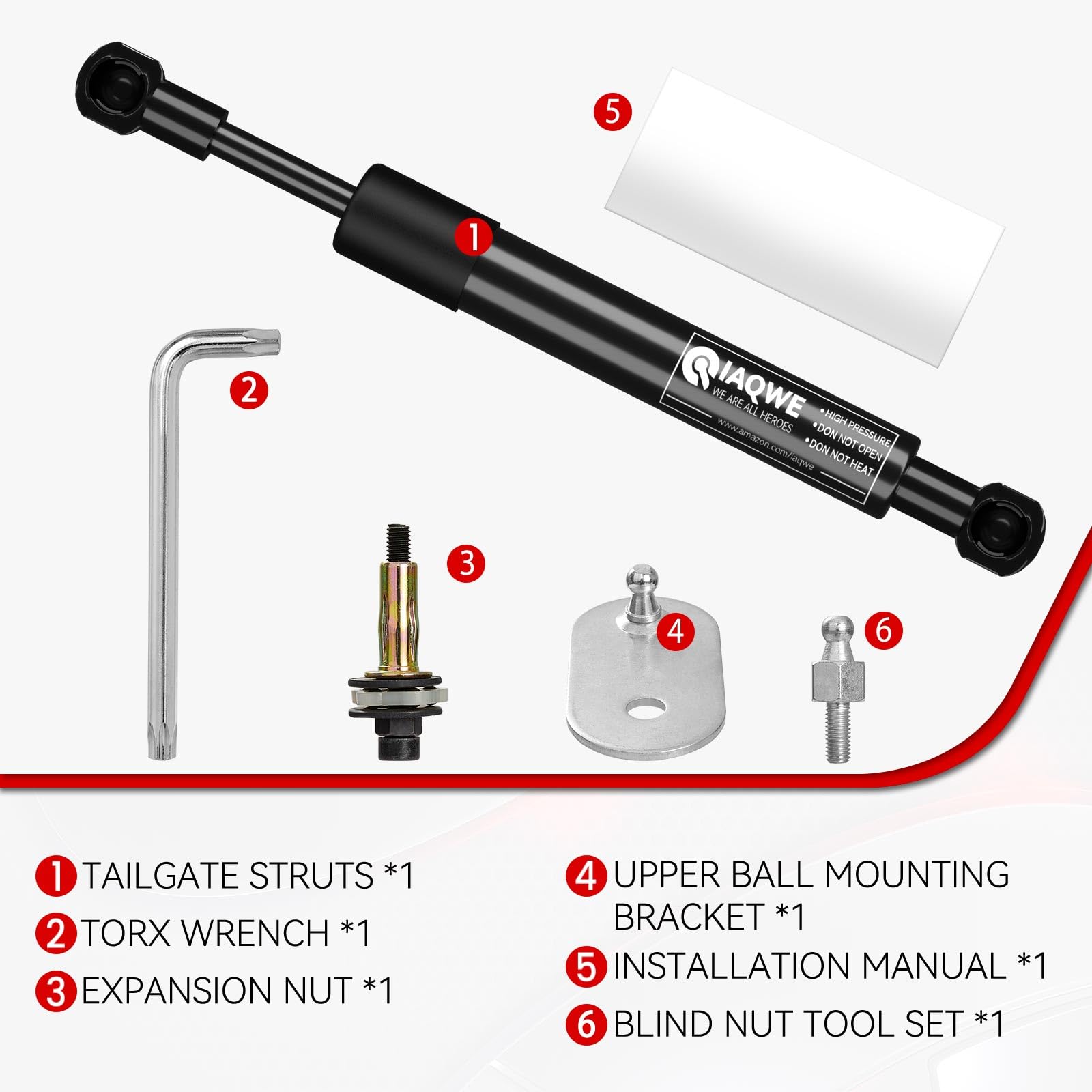 Iaqwe 43203 Truck Tailgate Assist Shock Kit Fit For 1997-2003 Ford 150, 1999-2016 Ford 250 350 Super Duty Tailgate Accessories,