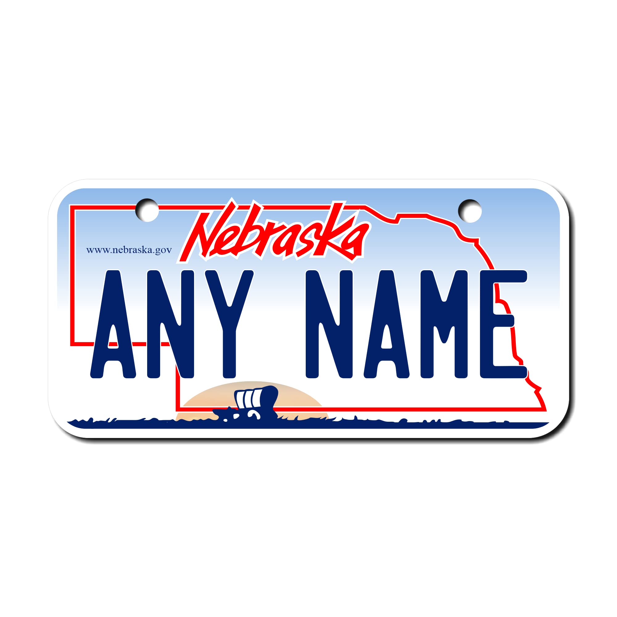 Teamlogo Personalized Nebraska License Plate - Sizes For Kid 'S Bikes, Cars, Trucks, Cart, Key Rings Version 1 (3 X 6 Aluminum L