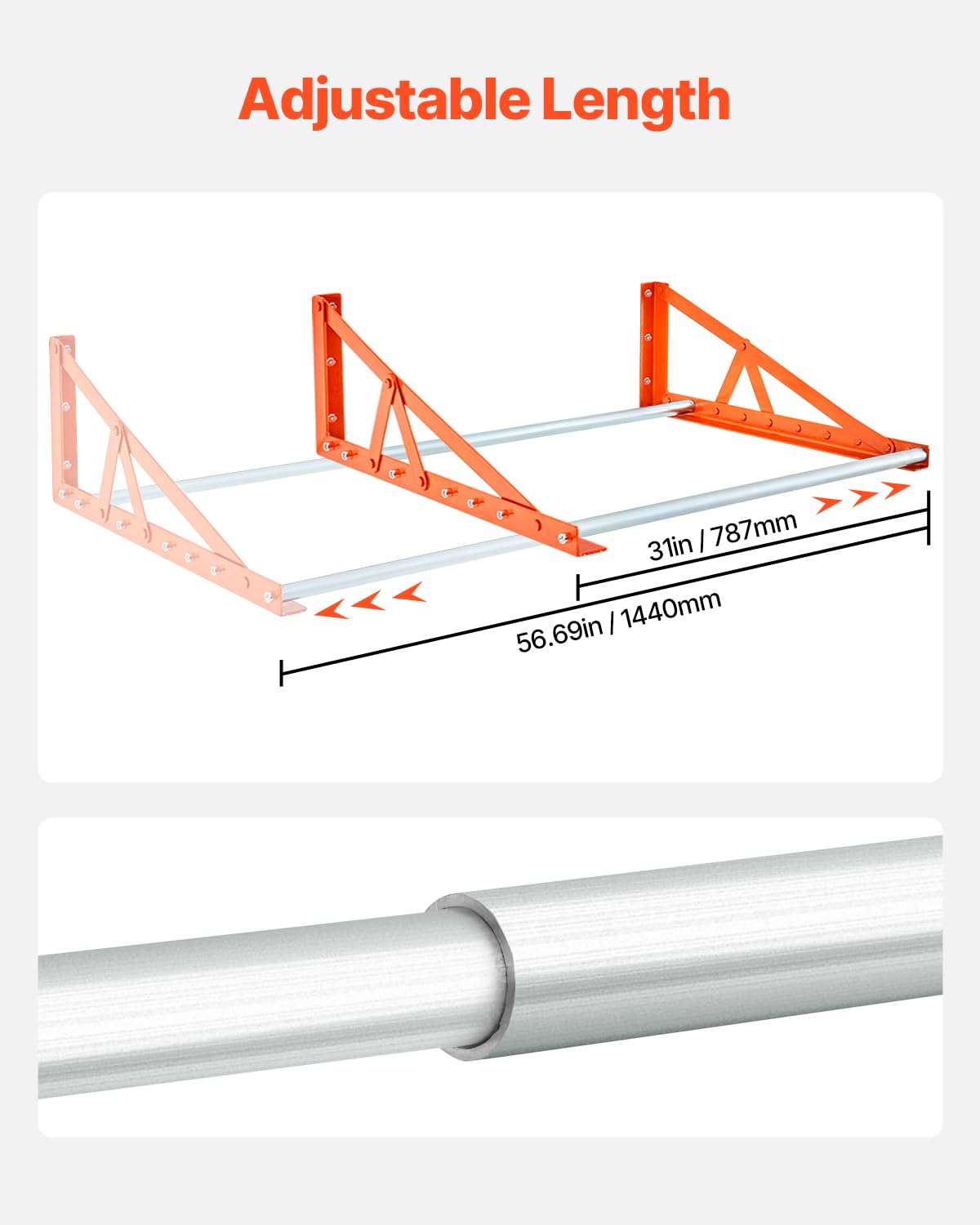 VEVOR Wall Mounted Tire Rack, 31 - 56 Adjustable Tire Rack, Q235 Heavy-Duty Steel Tire Storage Rack for R14-R20 inch Standar