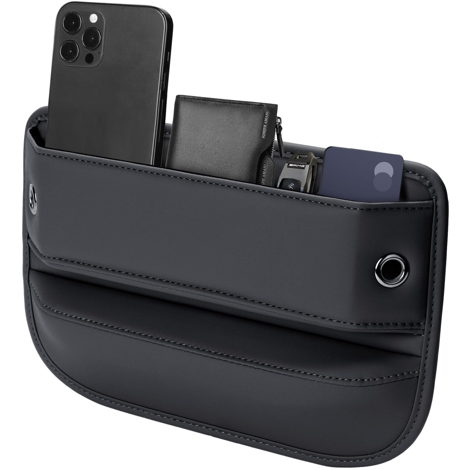 Owntow Universal Fit Car Gap Filler, Premium Leather Seat Gap Filler Organizer, Car Suv Truck Essentials (Black, 1 Pack)