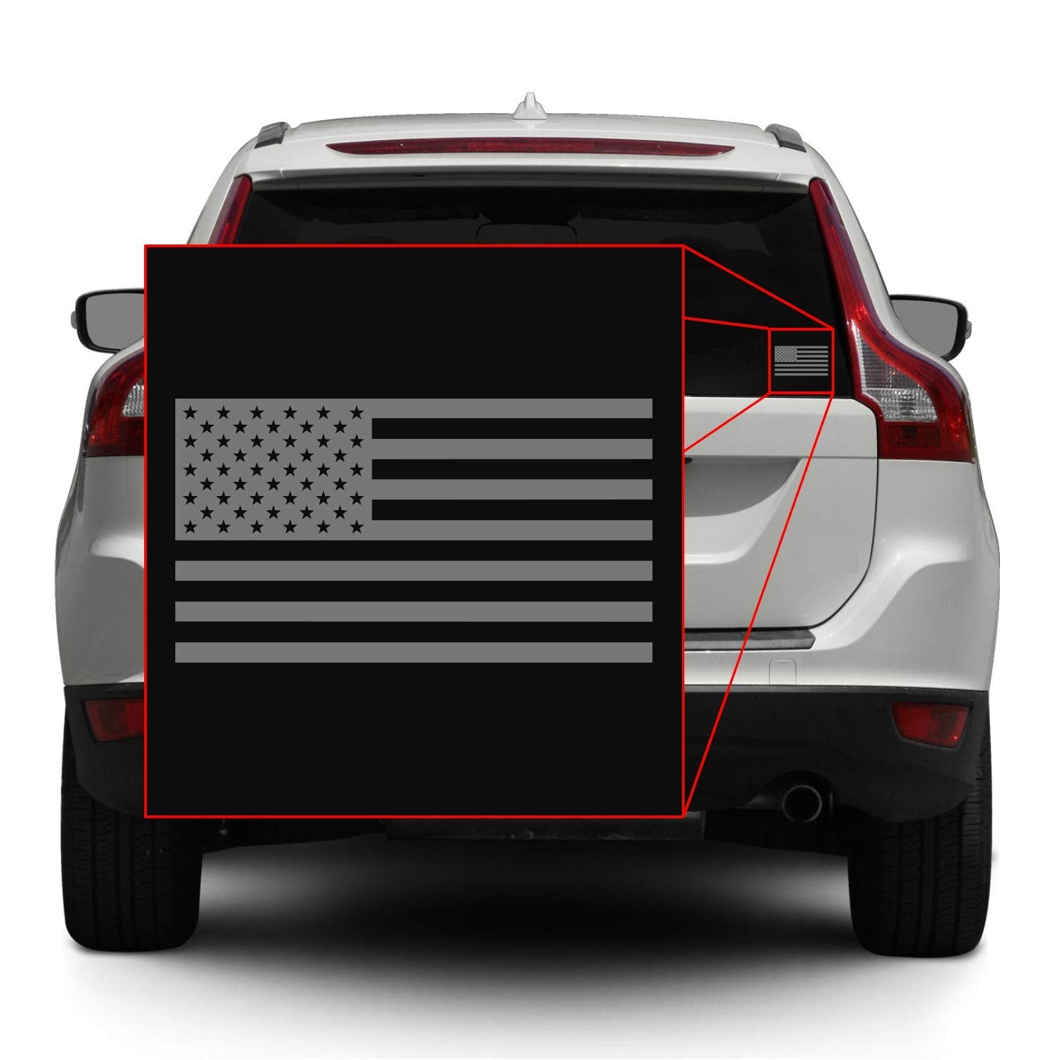 American Us Flag [Pick Color/Size] Vinyl Decal Sticker For Laptop/Car/Truck/Window/Bumper (10In X 5.5In, Matte Gray)