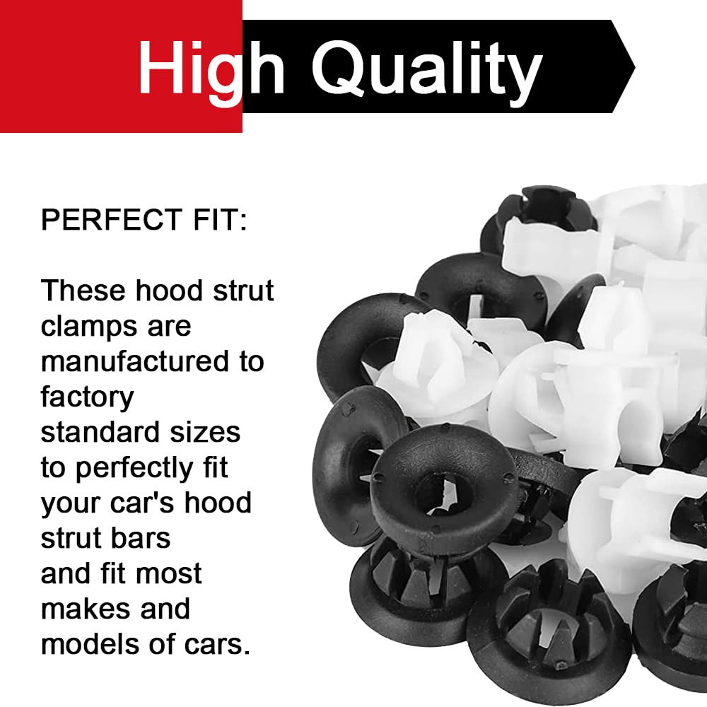 30Pcs Hood Prop Rod Holder Clips, Car Engine Hood Stay Clips, Hood Support Prop Rod Holder, Black White Hood Rod Clip Compatible