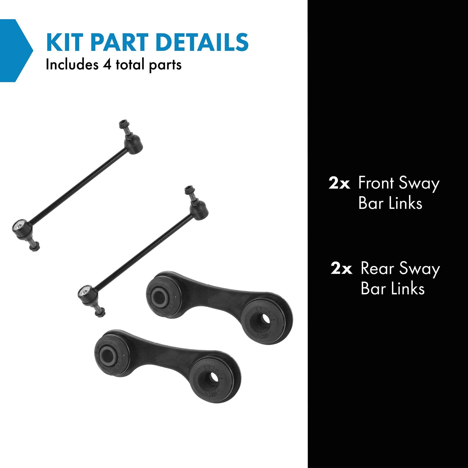 Trq Front & Rear Sway Bar Stabilizer Link Set Compatible With 2004-2009 Chevrolet Malibu 2005-2010 Pontiac G6 2007-2009 Saturn A