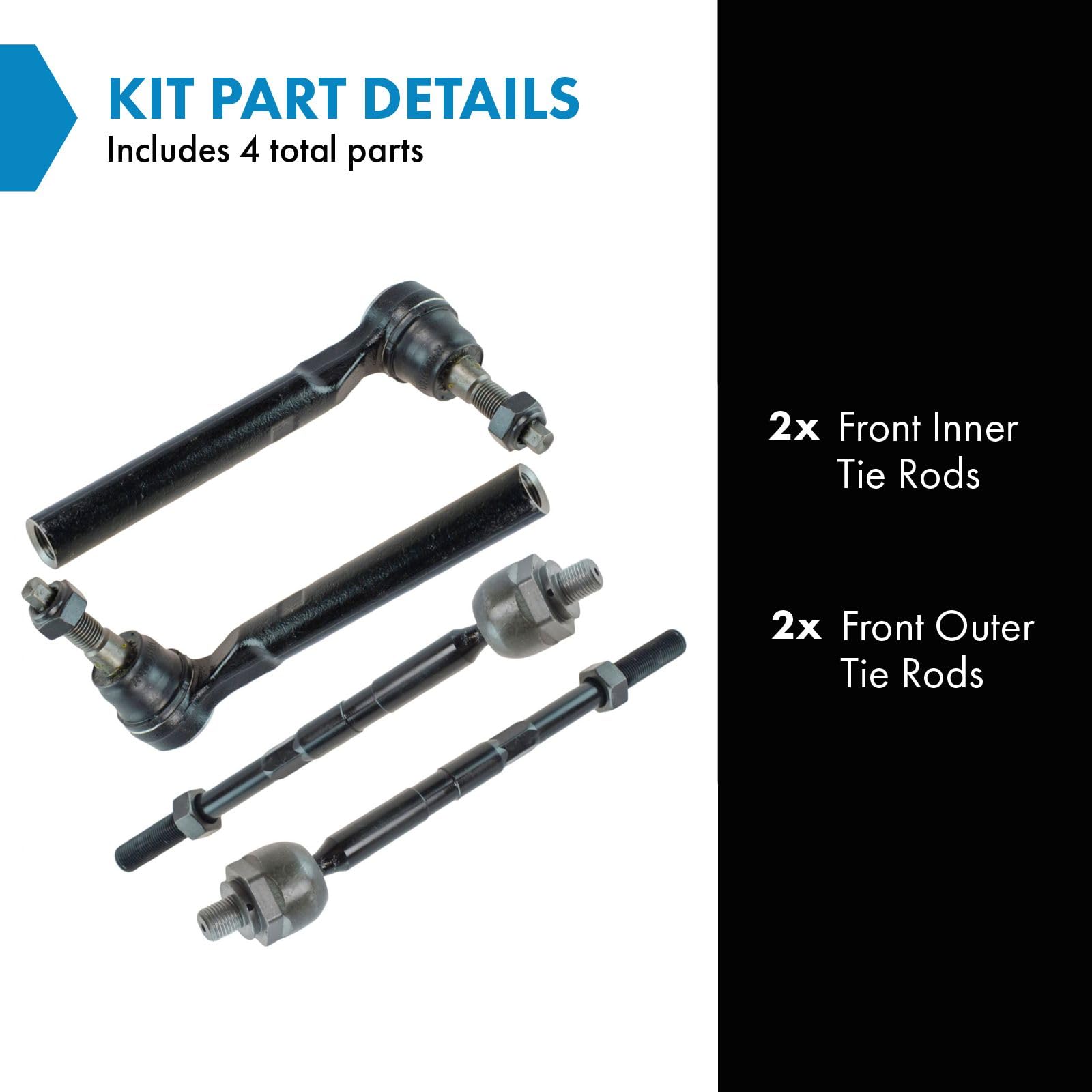 Trq Front Tie Rod Set Compatible With 2006-2010 Hummer H3 2009-2010 H3T