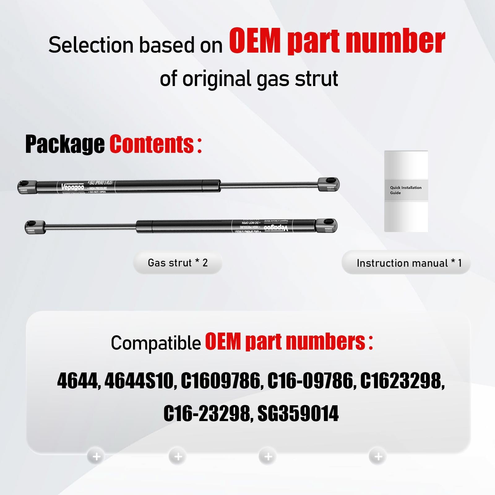Vepagoo Gas Struts 20 Inch 30lbs/133N C16-09786 Shocks Spring Lift Support for RV Bed Camper The Door Tonneau Cover Mattress Tra
