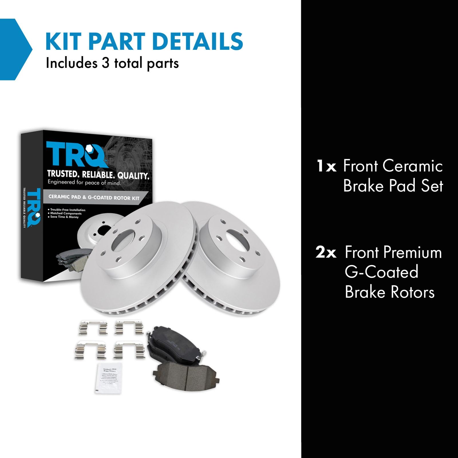 Trq Front Brake Pad & Rotor Kit Brake Pads Brake Rotor Ceramic Premium G-Coated Compatible With 2005-2006 Saab 9-2X 2002-2010 Su