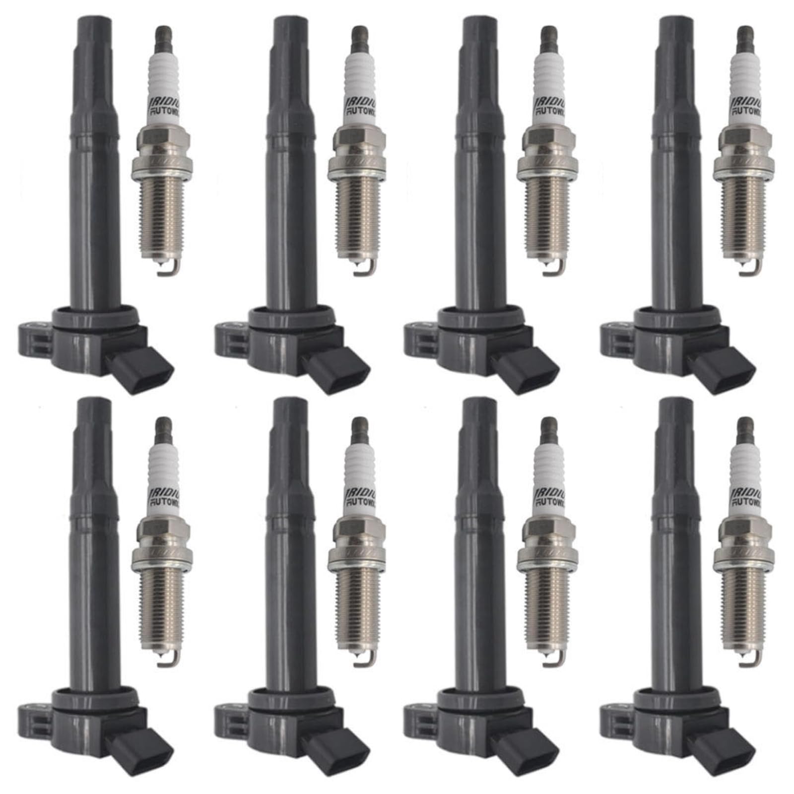 Autowxjq Ignition Coil Iridium Spark Plugs Set of 8pcs Compatible with 2007 2008 2009 2010 2011 2012 2013 2014 2015 2016 2017 20