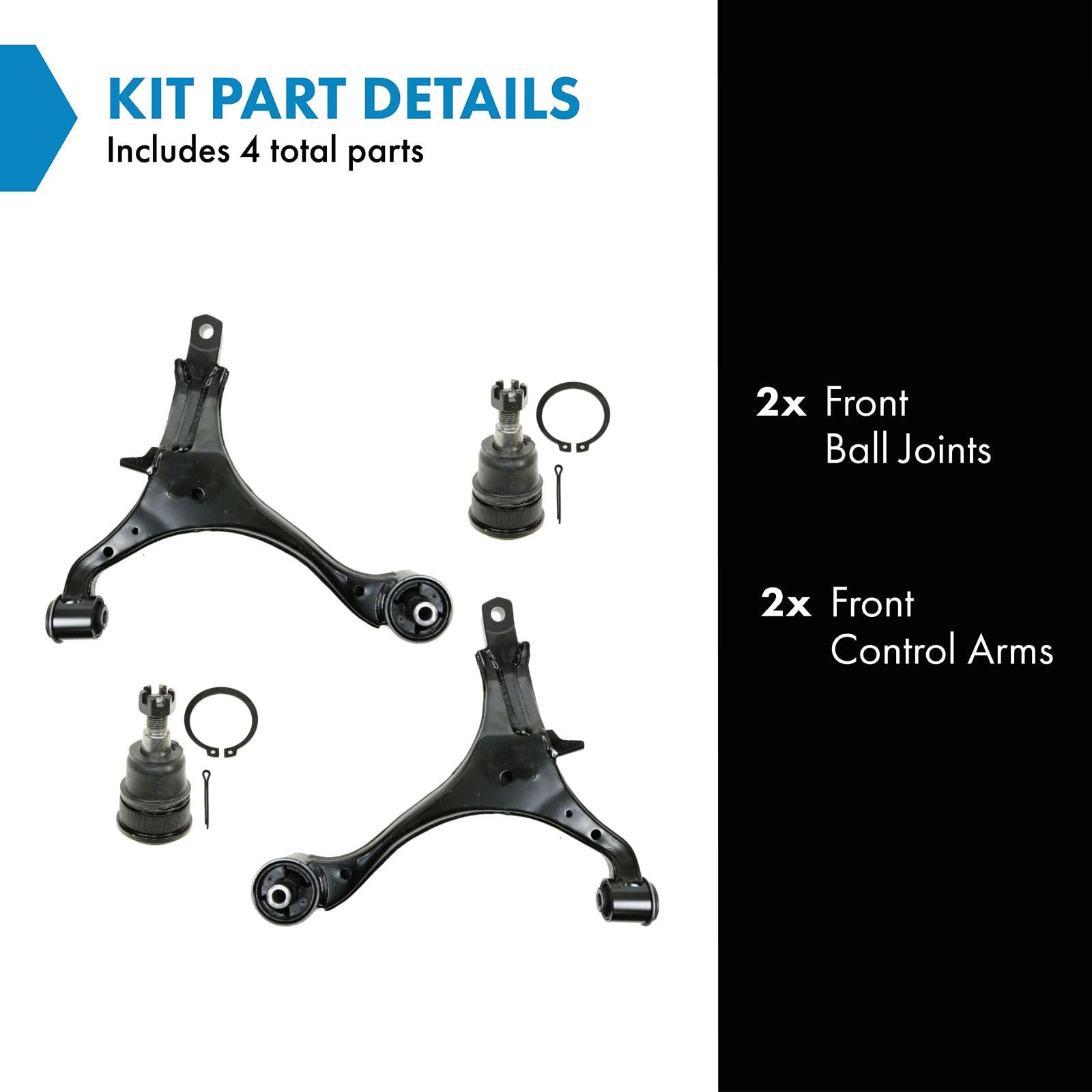TRQ Front Lower Control Arm with Ball Joint Set Compatible with 2002-2006 Honda CR-V