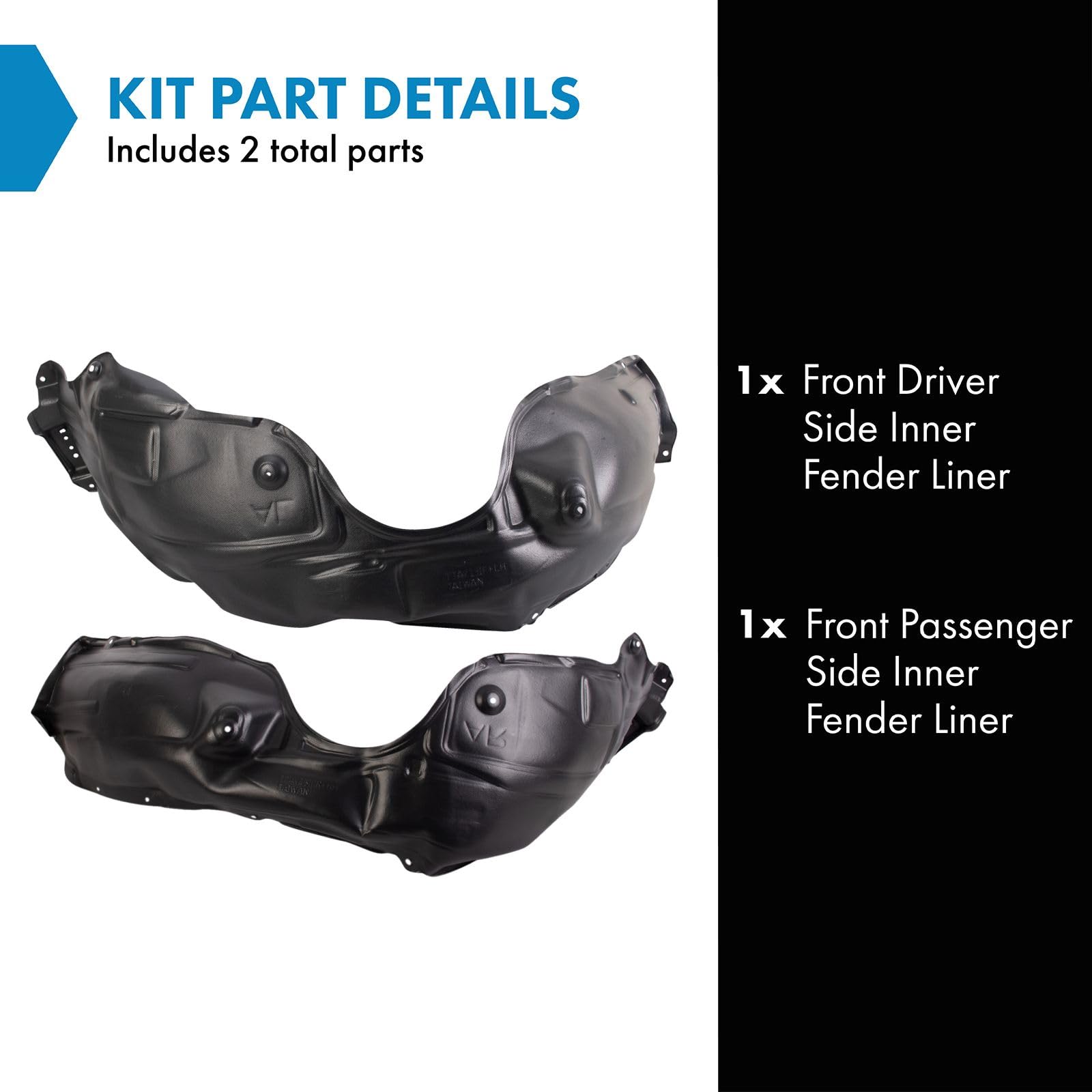 Trq Front Inner Fender Liner Set Compatible With 2013-2018 Toyota Avalon To1248177 To1249177