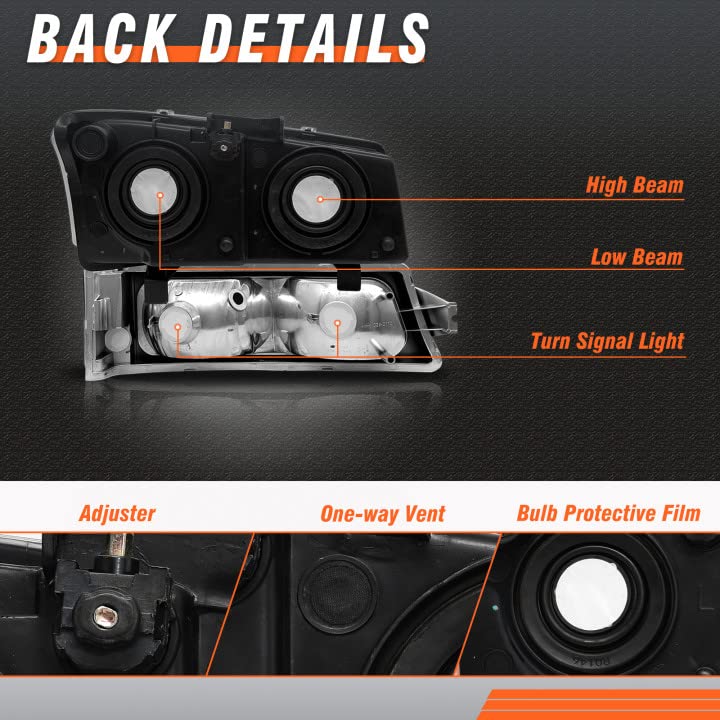 Axlaha 2003 2004 2005 2006 Chevy Silverado Headlights Assembly For 03 04 05 06 Chevy Silverado Avalanche 1500/2500/3500 Chrome H