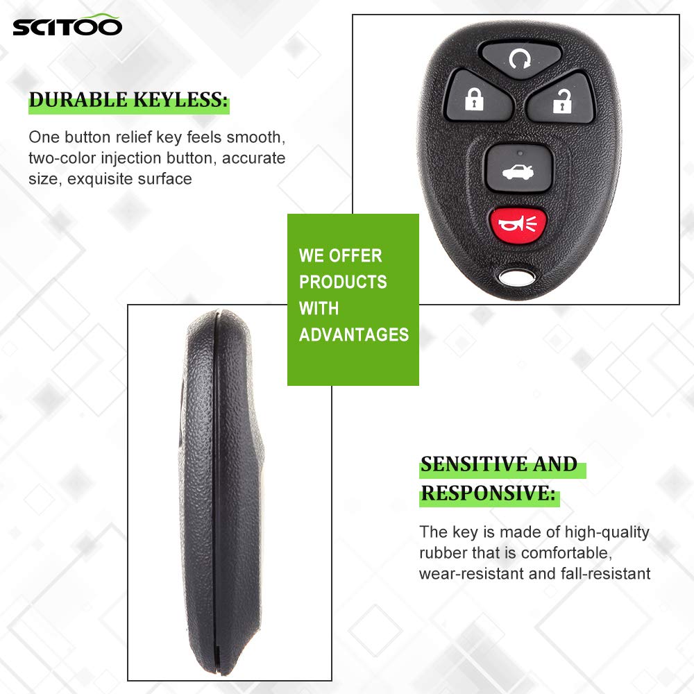 Scitoo 2 X Remotes Key Fob For Chevy Cobalt Malibu For Pontiac G5 Grand Prix For Pontiac G6 For Saturn Aura For Buick Allure Lac
