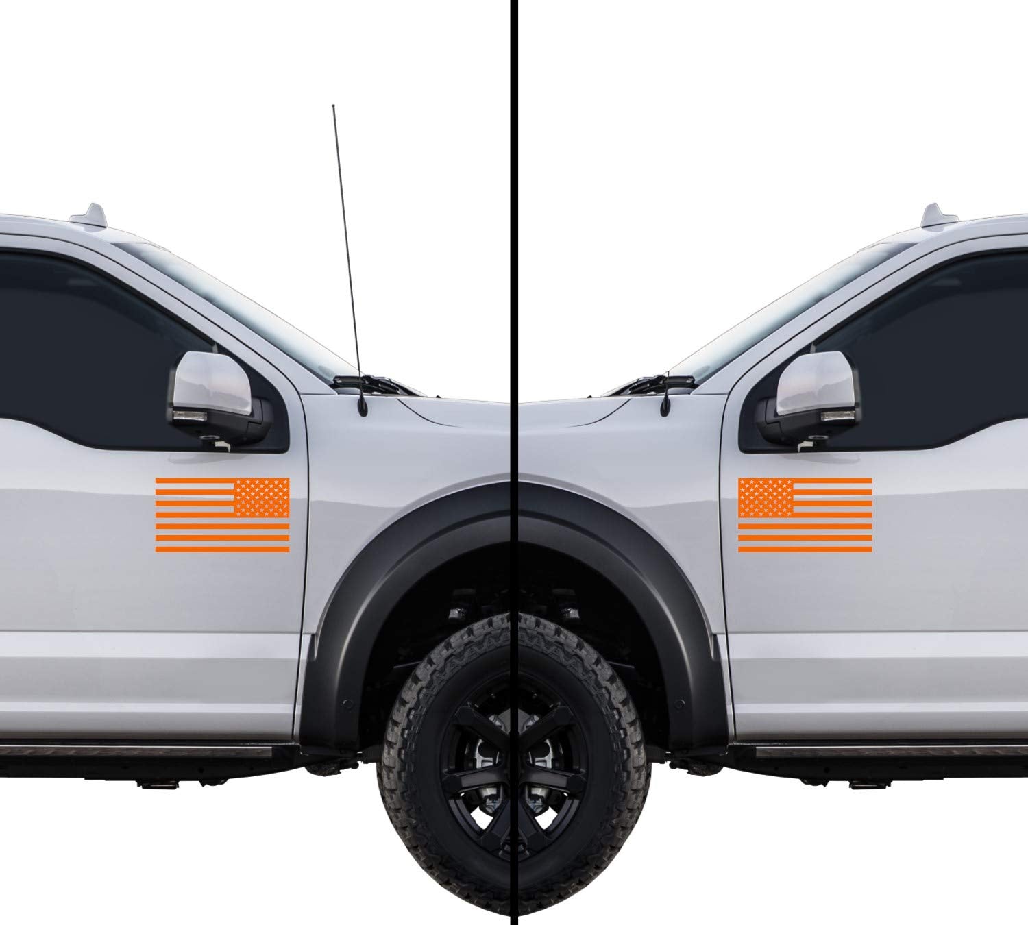 American Us Flag [Pick Color/Size] Vinyl Decal Sticker For Laptop/Car/Truck/Window/Bumper (18In Subdued Pair, Matte Orange)