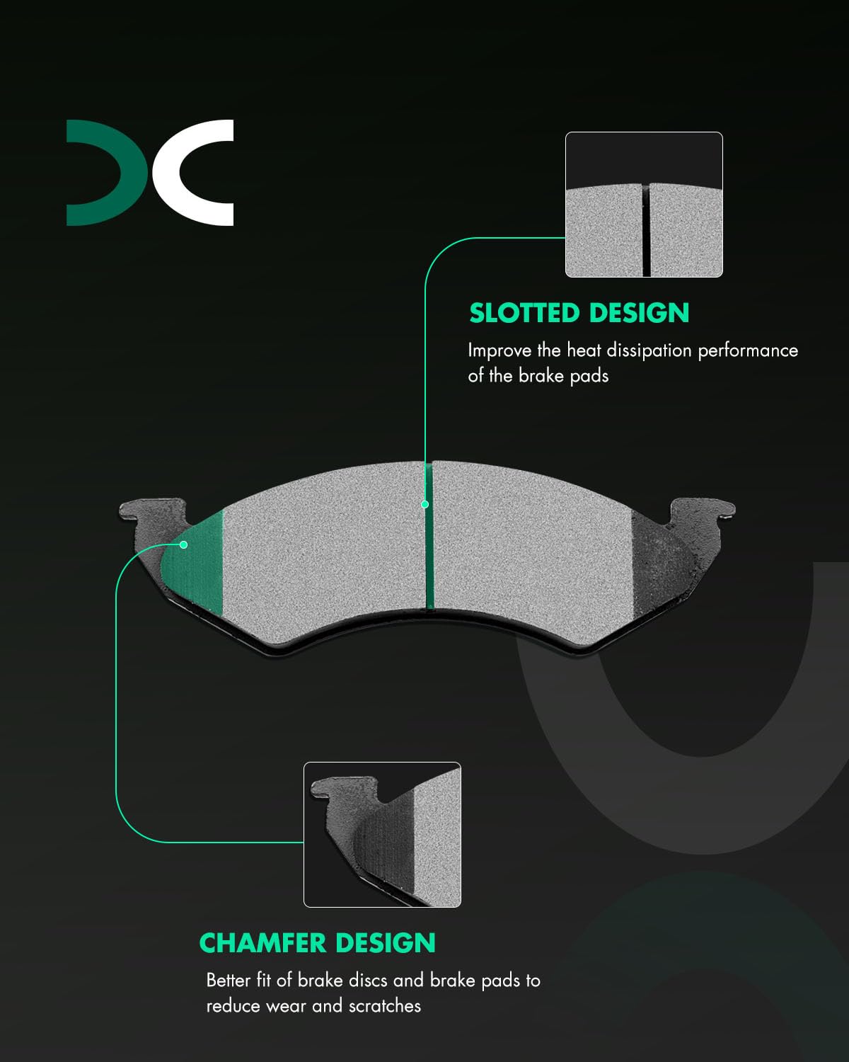Scitoo D820 Front Ceramic Brake Pads Sets Fit For Dodge Dakota 2000-2002,For Dodge For Durango 2000-2002
