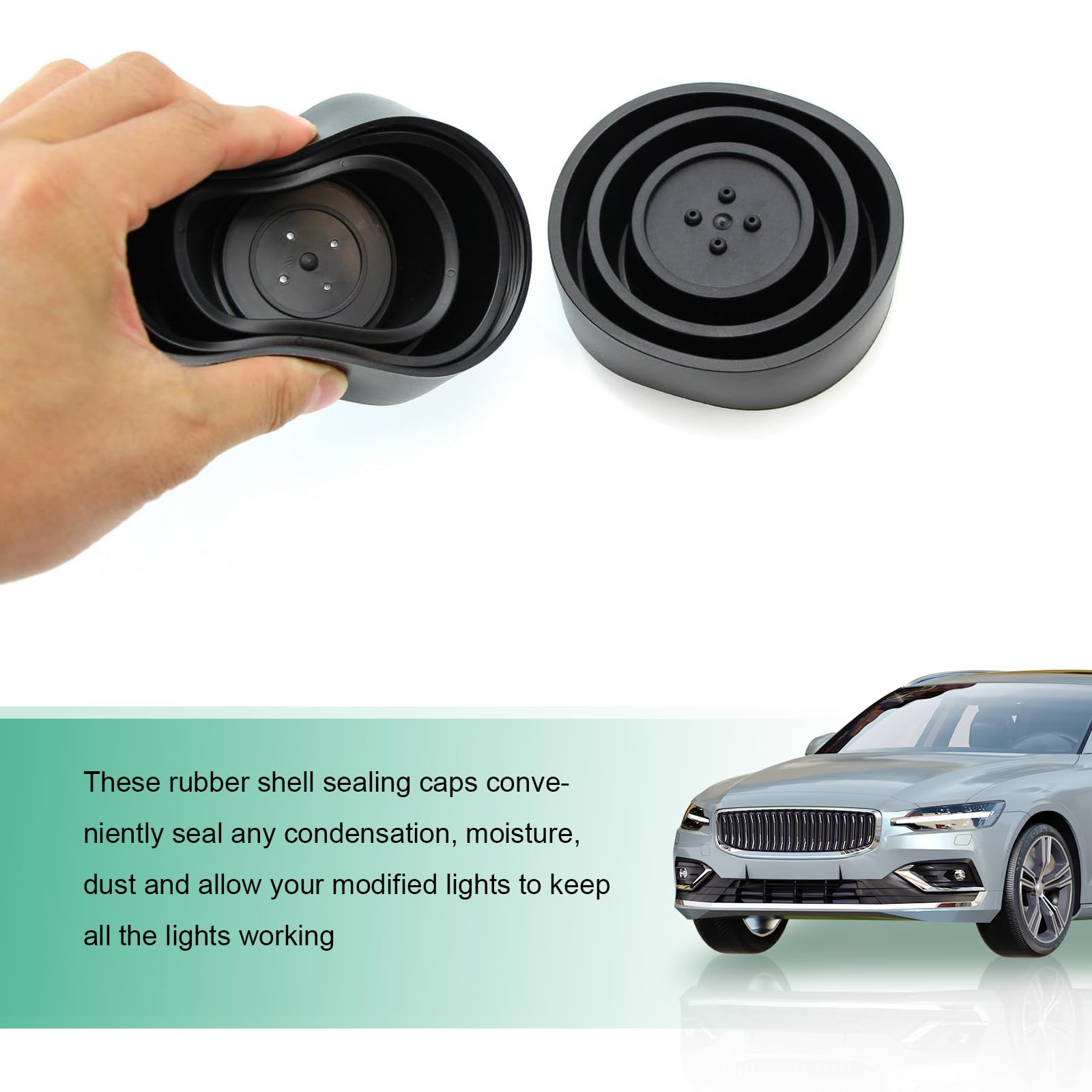 Fluher 2 Pcs Car Forward Light Dust Cover, 2.16-3.74'' Silicone Waterproof Sealing Extension Cover, Car Bulb Housing Cap With Th