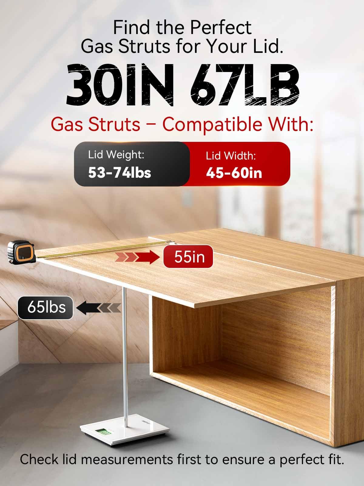 Vepagoo 30 Inch Gas Struts 67Lb/298N Shock With Mounting Brackets, Lift Supports For Rv Bed Storage Travel Trailer Truck Bed Cov