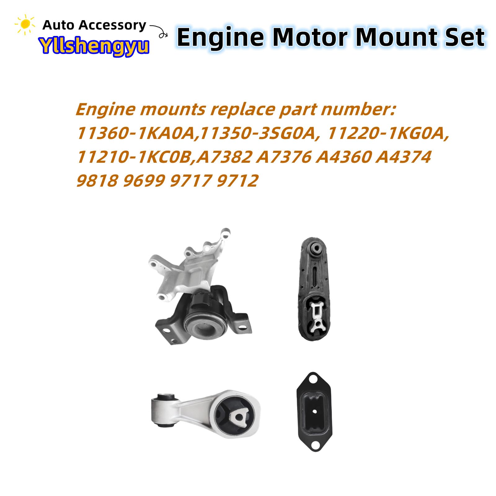 4Pcs Engine Motor Mount Set Fits for Nissan Sentra 2013 2014 2015 2016 2017 2018 2019 1.8L 9818 9699 9717 9712 A7382 A7376 A4360