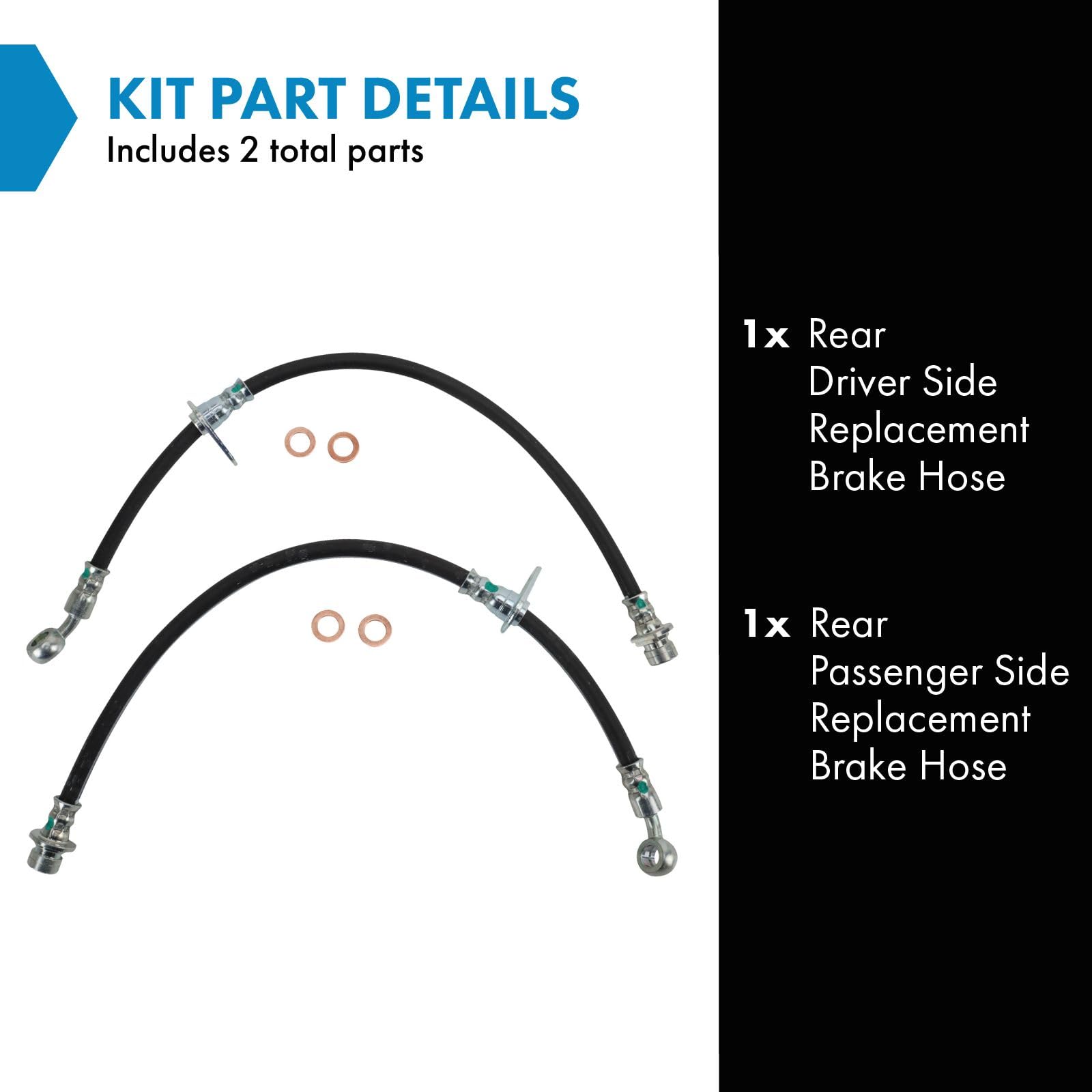 Trq Rear Brake Hose Set Compatible With 2004-2008 Acura Tl