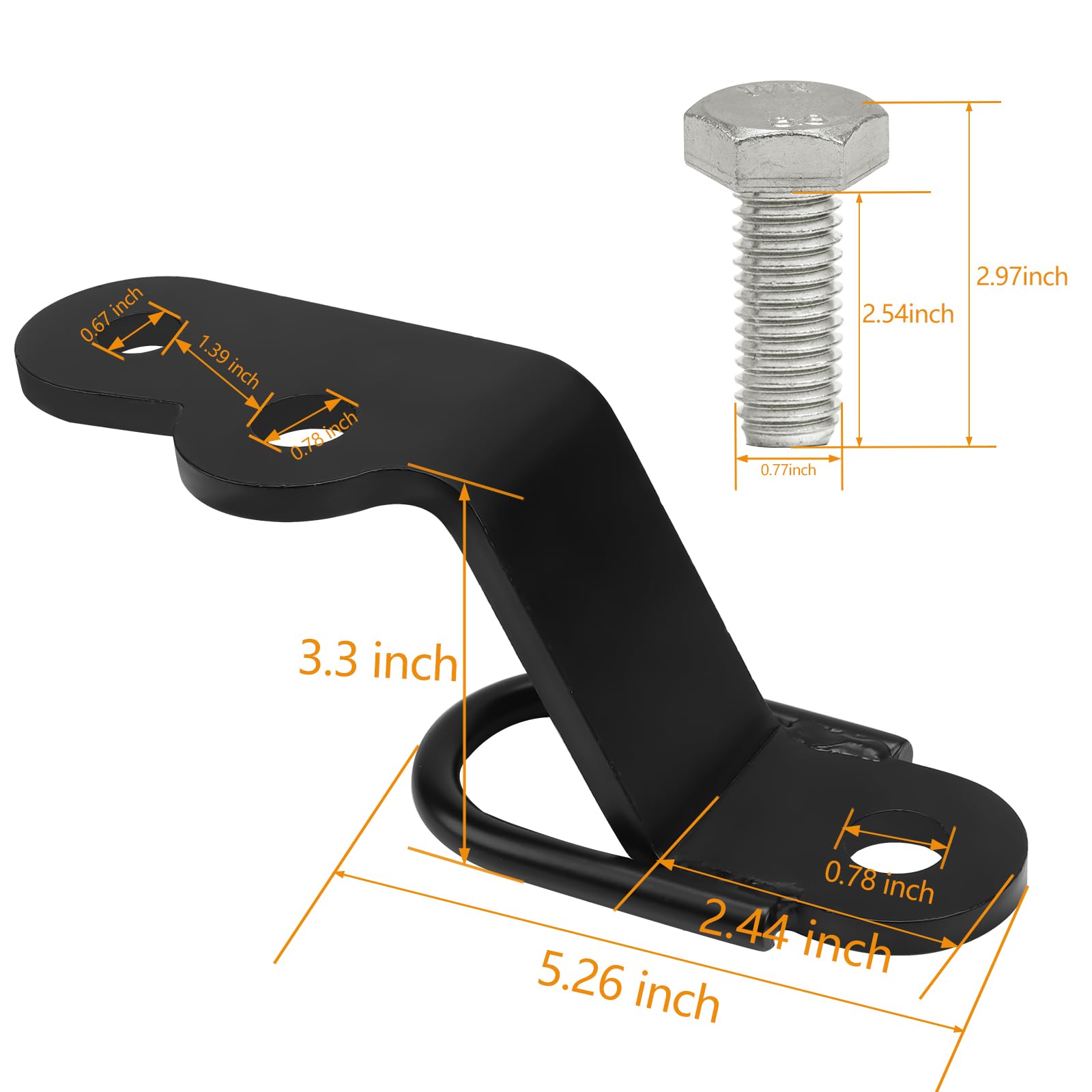Eapele ATV/UTV Heavy Duty Three-Way Hitch Attachment, 3000lbs Load Capacity, Black Universal Hitch for All ATVs