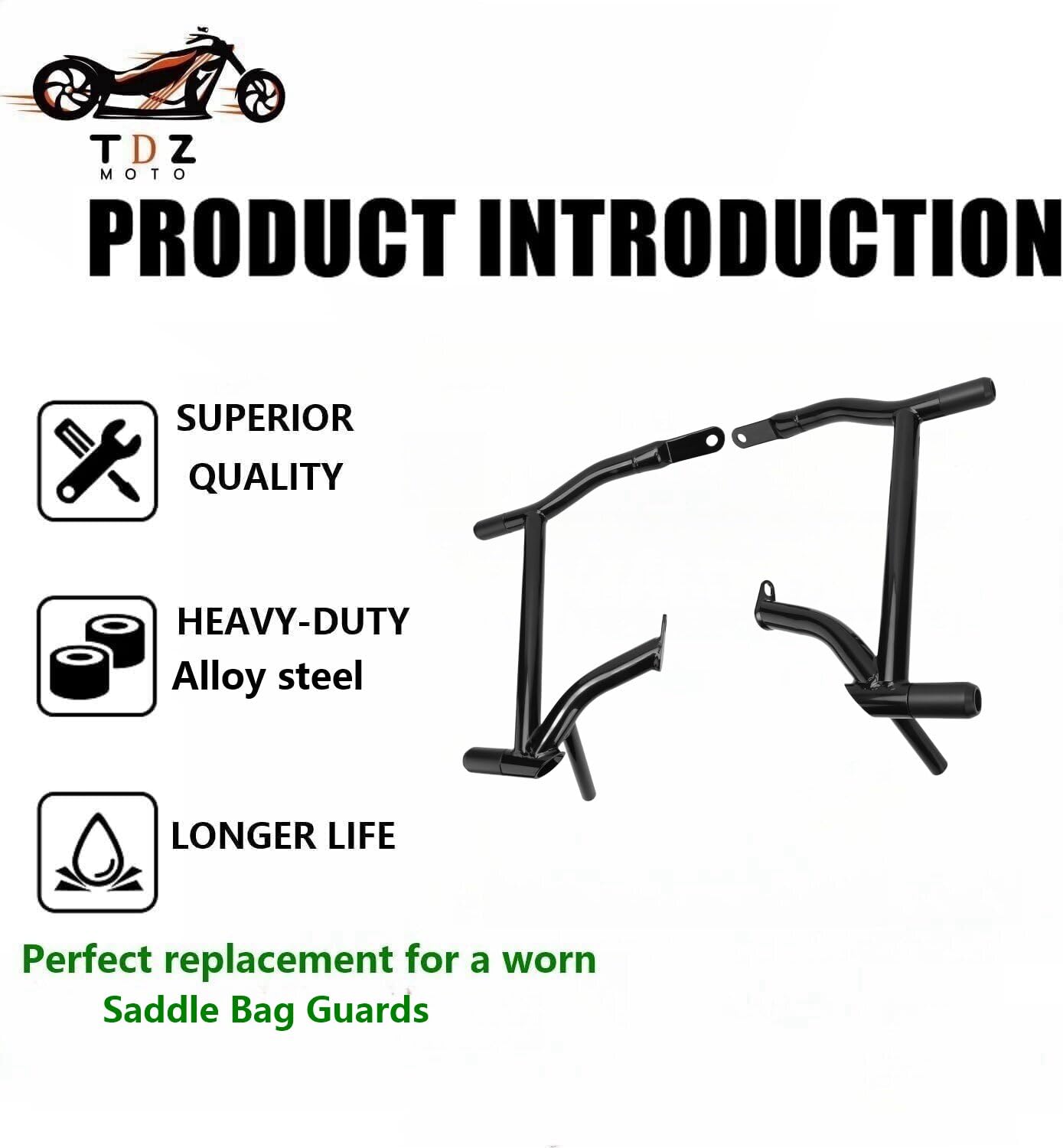 TDZ 1-1/4 Saddle Bag Guards for 2009-2025 Harley Touring Street Glide Road Glide Road King Electra/Ultra,?Optional Multi-Color