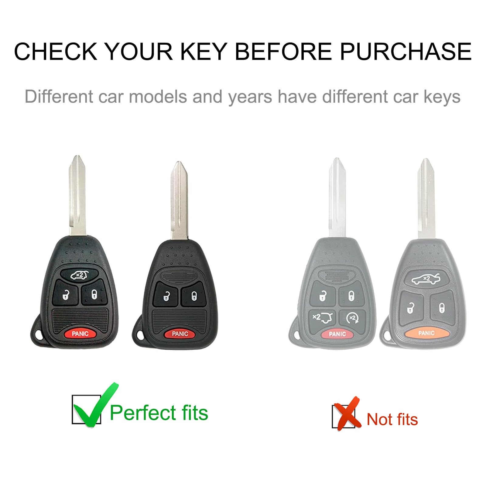 Cacarlike For Jeep Key Fob Cover With Jeep Keychain, Car Key Fob Case Compatible With Jeep Wrangler Compass 2007-2018/Dodge Ram