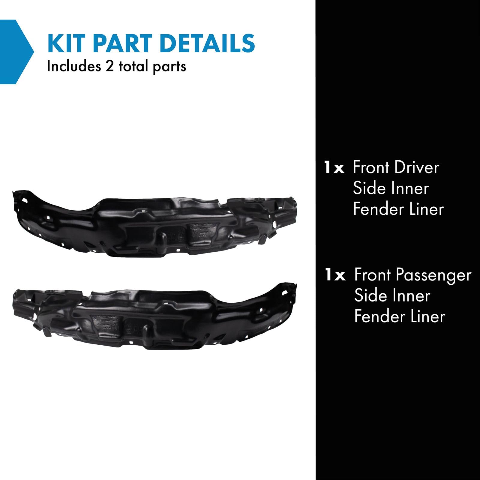 Trq Front Inner Fender Liner Set Compatible With 1999-2002 Toyota 4Runner To1250106 To1251106