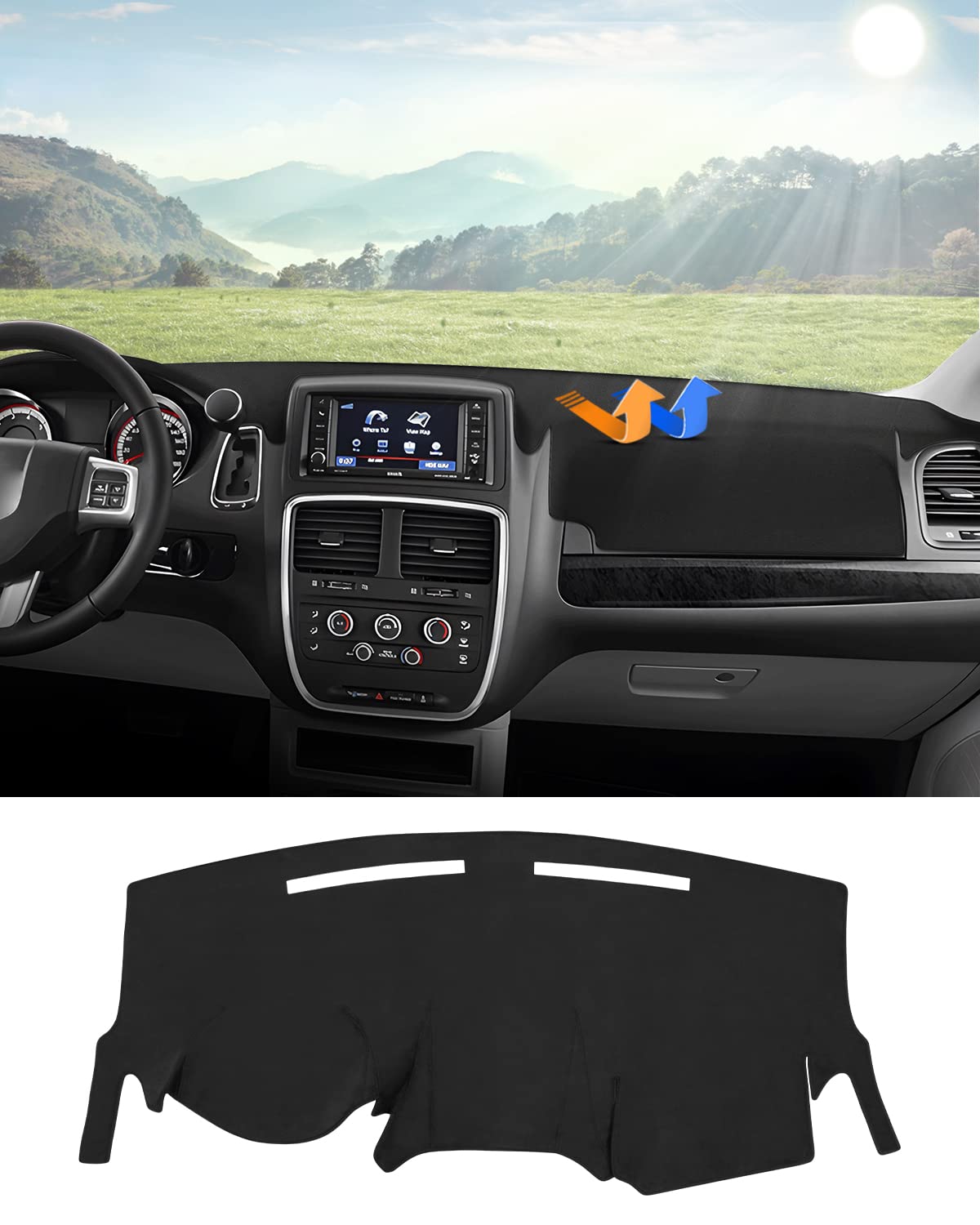 Autorder Dashboard Cover Mat For Dodge Grand Caravan 2011-2020 /Chrysler Town Country 2011-2016 Accessories Dash Cover Flannel D