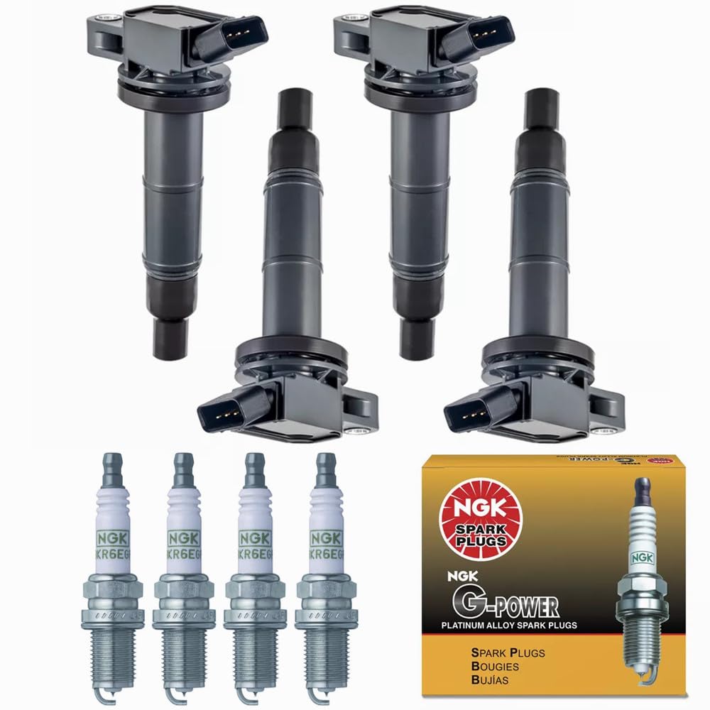 Yoshi Motors Ignition Coil Pack UF333 & NGK G-Power Platinum Spark Plug Replacement For Toyota Camry Corolla RAV4 Lexus Scion tC