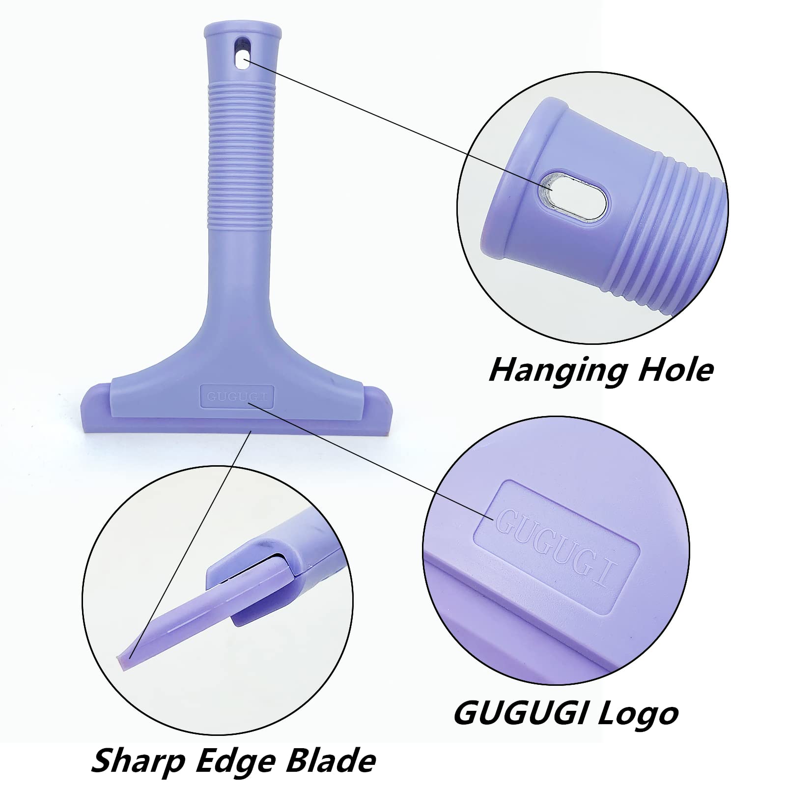 Gugugi Super Flexible Silicone Squeegee, Auto Water Blade, Water Wiper, Shower Squeegee, 5.9'' Blade And 7.5'' Long Handle, For