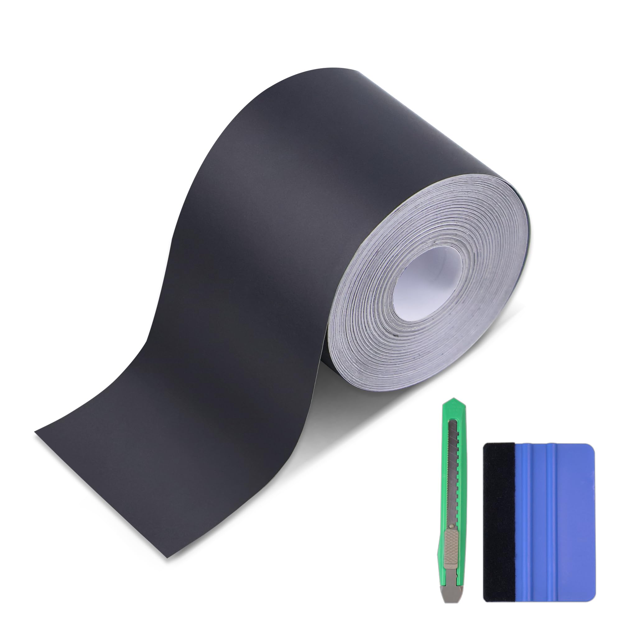 Lypumso Matte Black Vinyl Wrap Tape Roll, 2 Inch X 30Ft Self-Adhesive Black Out Chrome Delete Tape With Tool Kit Air Release Adh