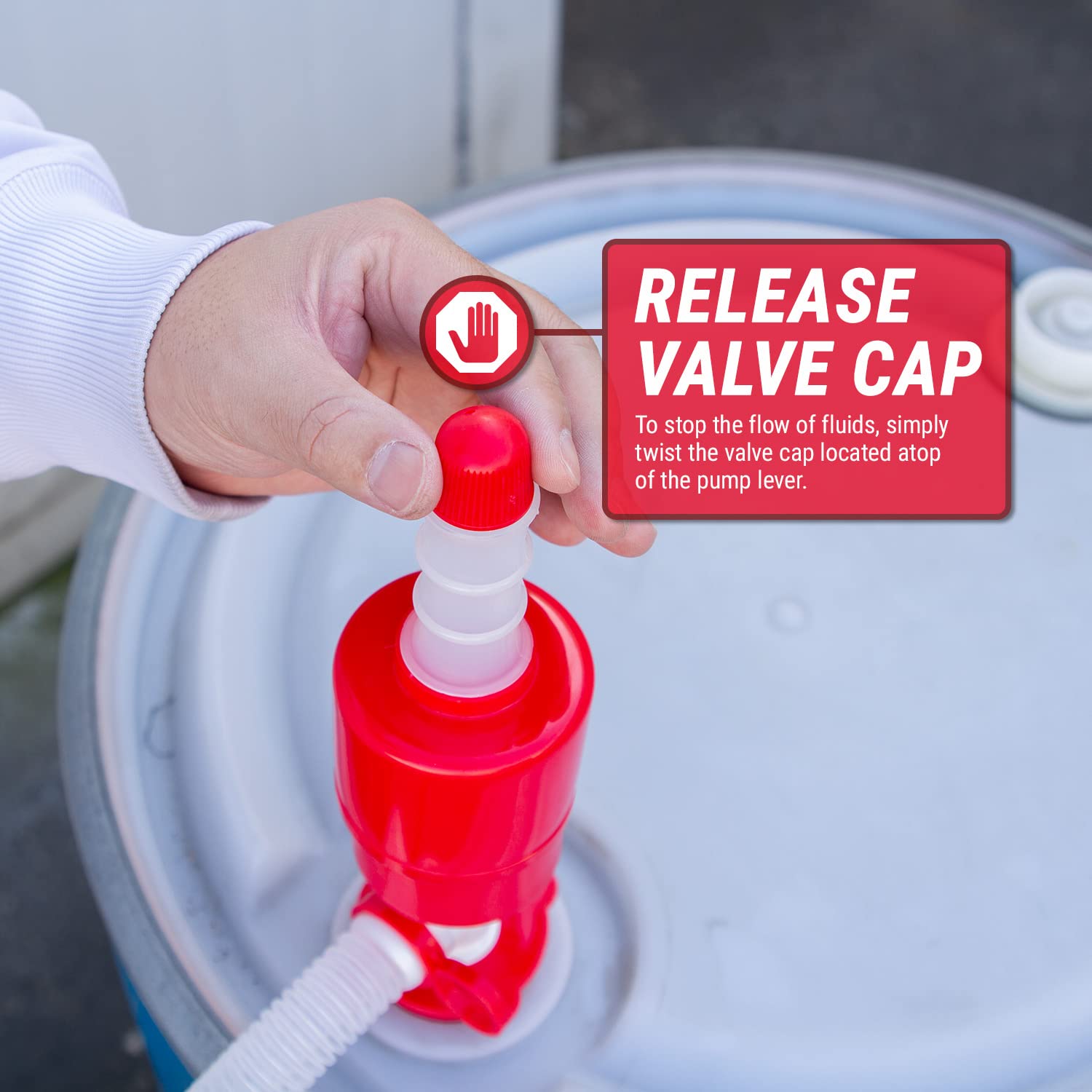 TERA PUMP Large Industrial Barrel Siphon 55-Gallon Drum Pump (BPA-Free) for Drinking Water, Gas, Diesel (5 GPM)