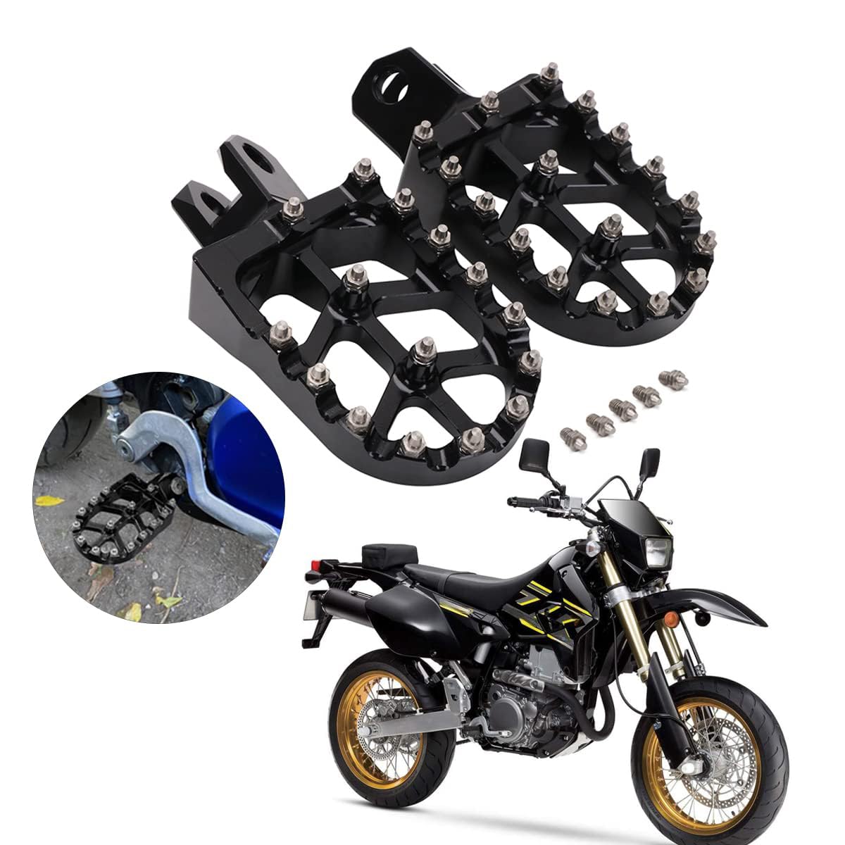 Dirt Bike Foot Pegs Cnc Footpegs Footrest Foot Pedals Rests For Drz400 2000-2004 Drz400E 2000-2007 Drz400S 2000-2019 Drz400Sm 20