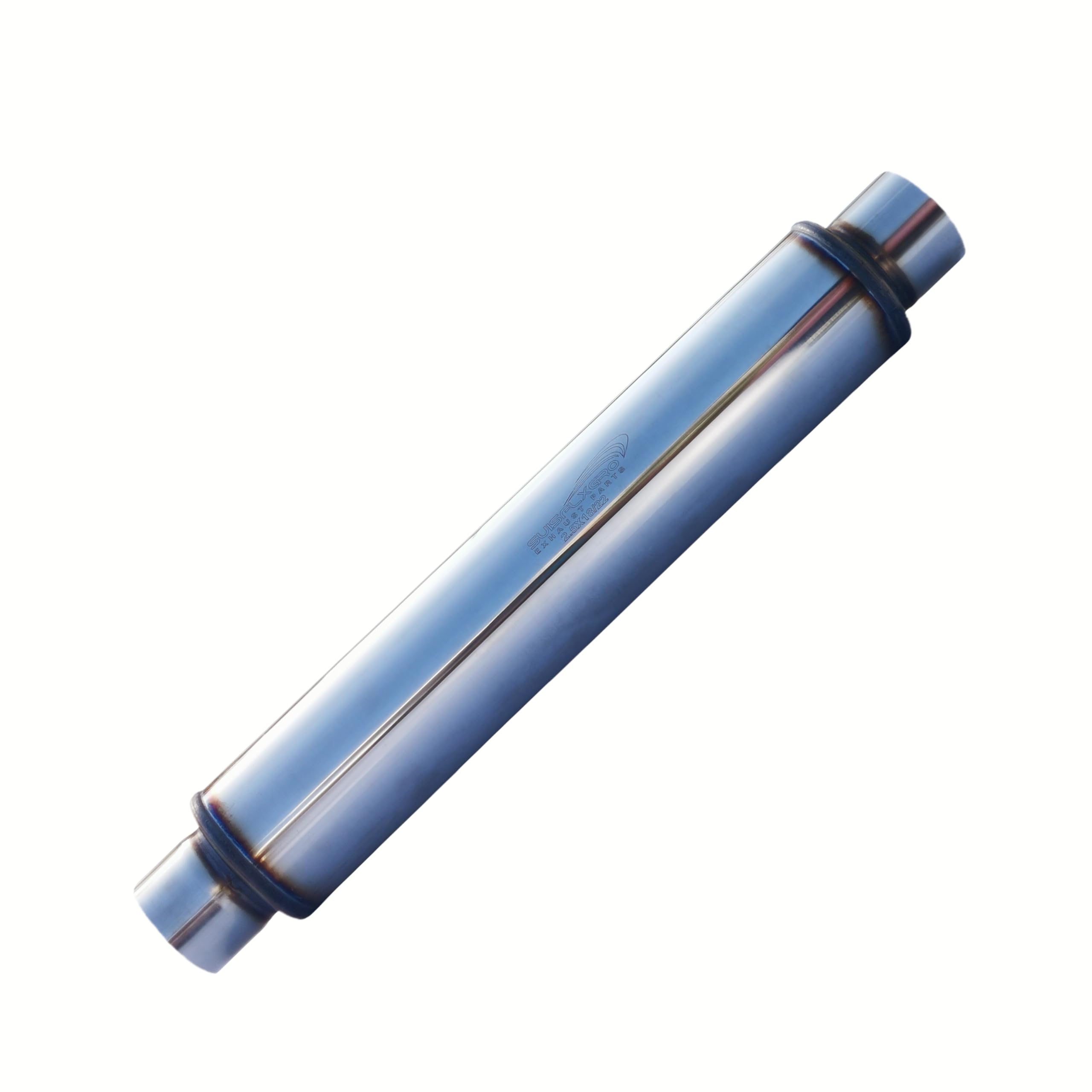 SUISFLXGRO Exhaust Resonator Muffler, Straight Through Design, Low and Deep Sound, Made of 100% Stainless Steel (2.25X 18/22)