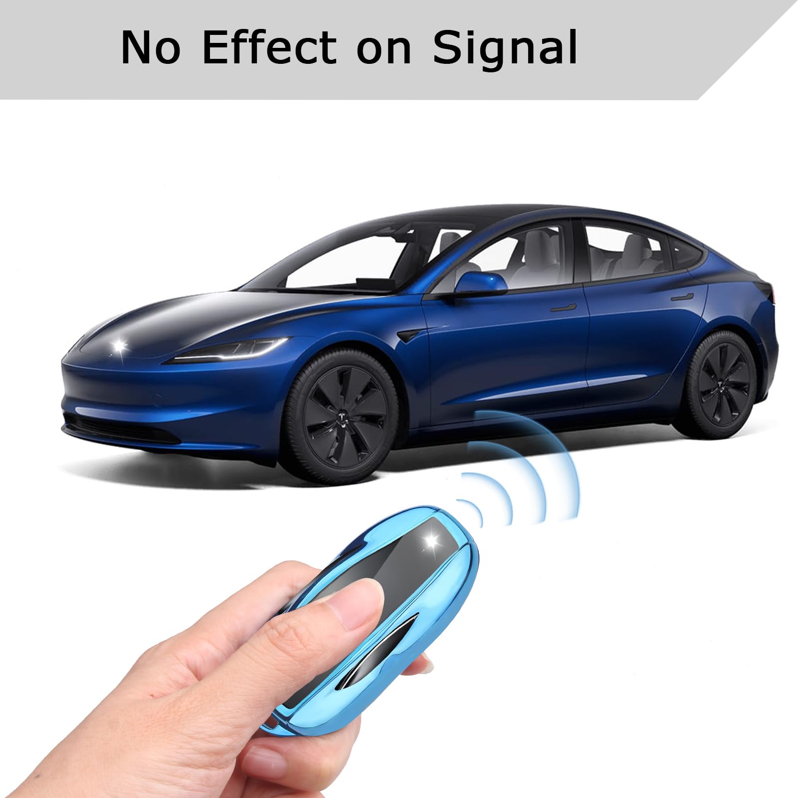 Qbuc For Tesla Key Fob Cover With Keychain Soft Tpu Protection Case Compatible With Tesla Model 3 / Y (Blue)