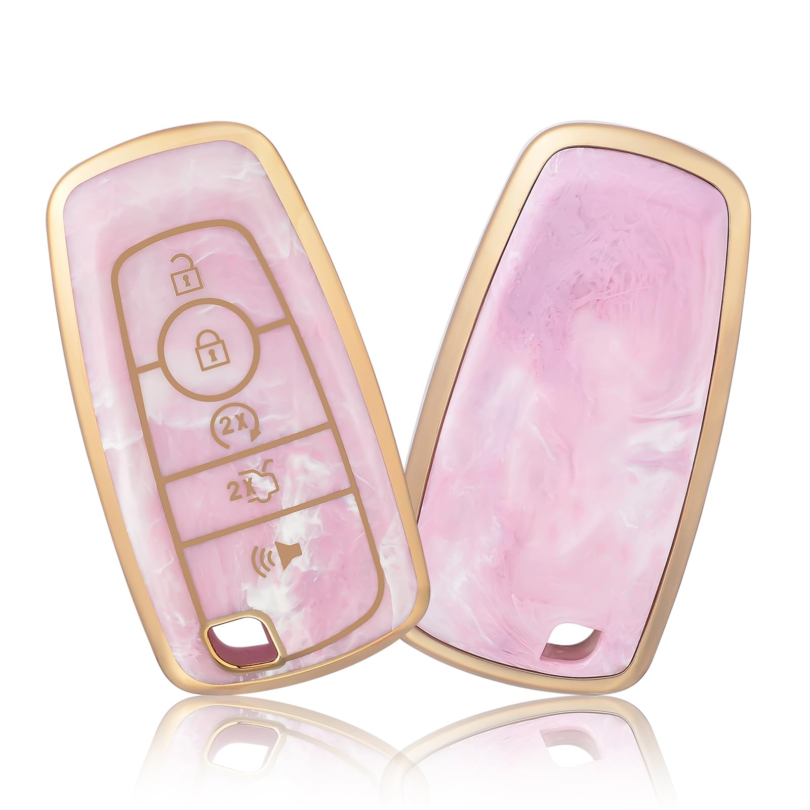 OFFCURVE Key Fob Cover for Ford Fusion Explorer Escape F150 F250 F350 F450 F550 Edge Maverick Expedition Lincoln Aviator 5 Butto