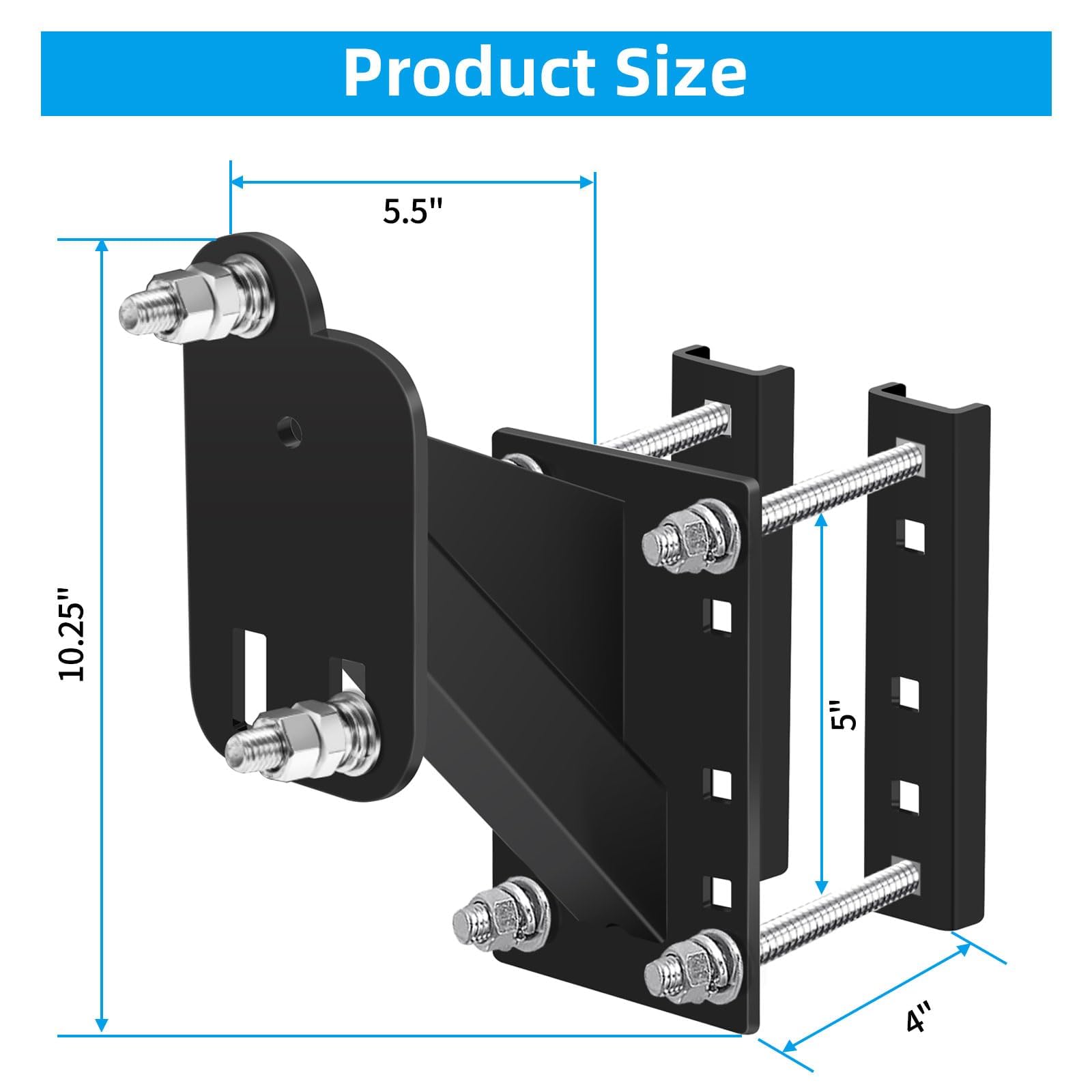 Qualward Spare Tire Mount Bracket For Trailer, Spare Tire Carrier Powder Coat Steel Black, Fits Most 4 & 5 & 6 Lugs Wheels On 4'