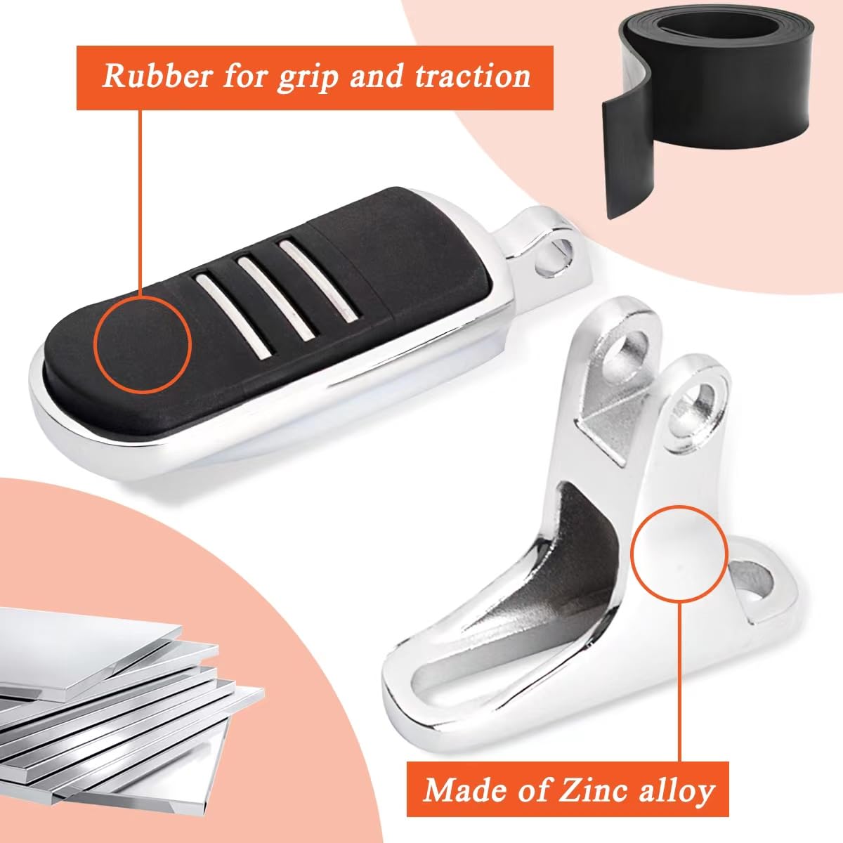 FOVPLUE Passenger Mini Footboard, Passenger Footpegs w/Mount Kit for Harley Touring 1993-2024,for CVO Electra Glide Road Glide R