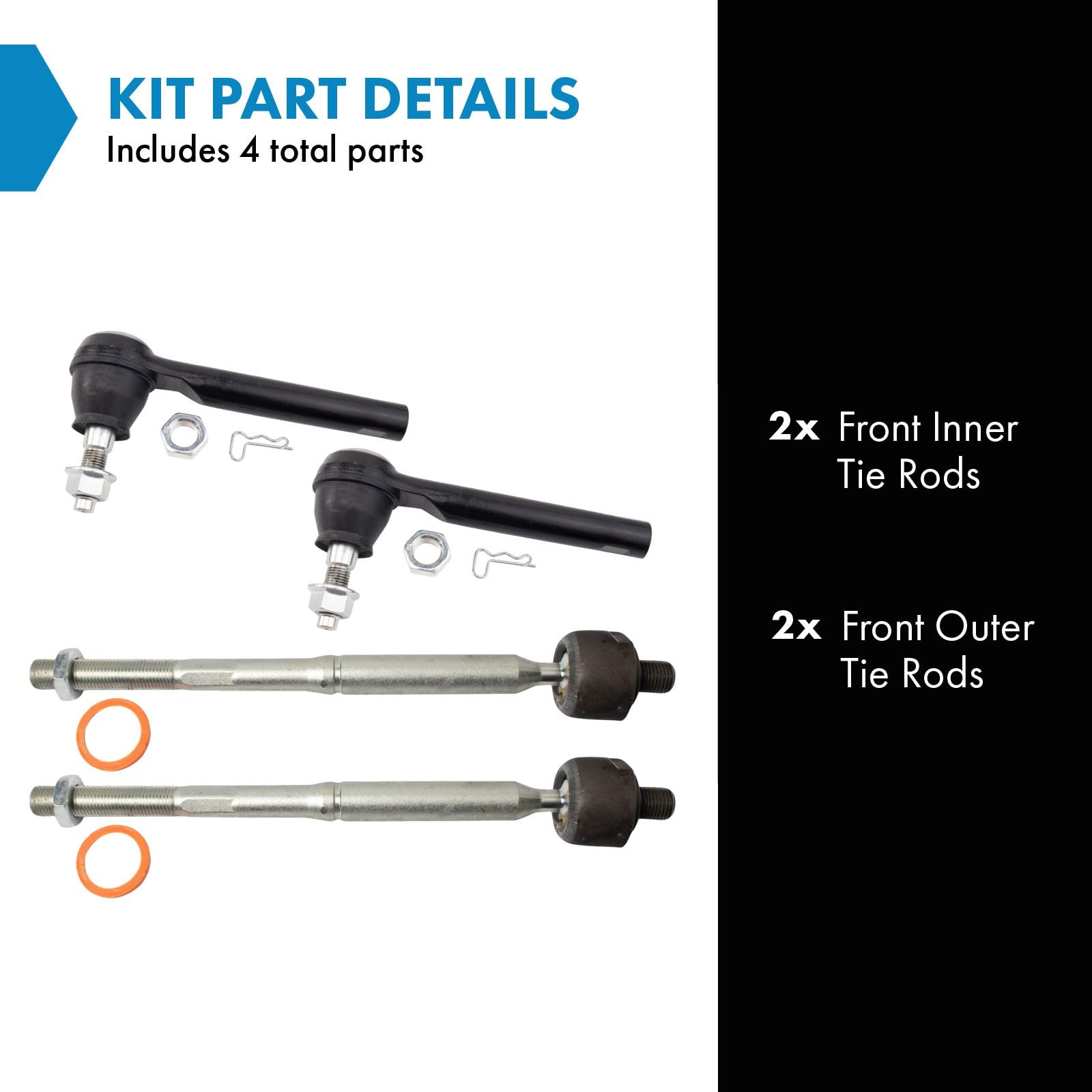 Trq Front Tie Rod Set Compatible With 2017-2022 Mazda Cx-5