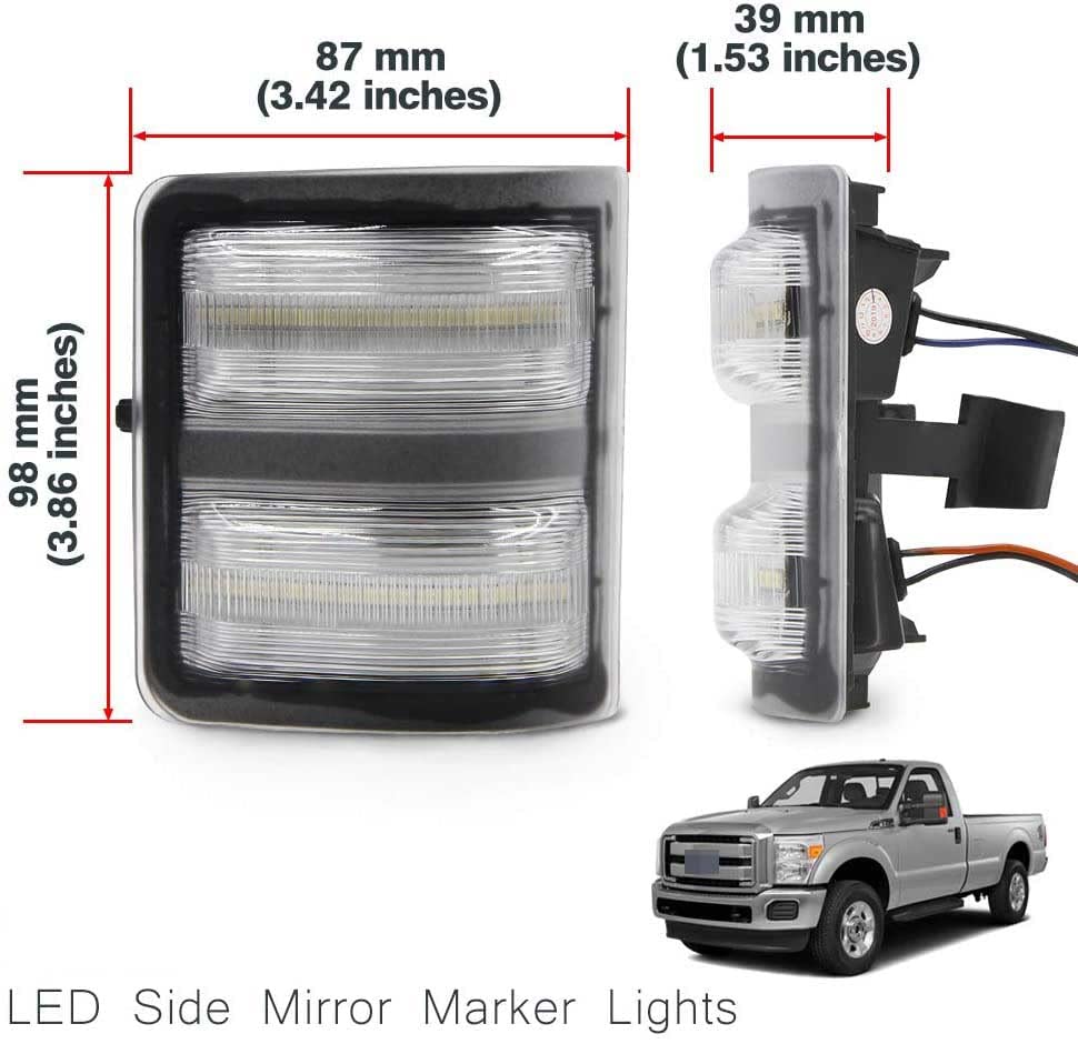 Led Side Mirror Marker Lamp For Ford F250 F350 F450 F550 2008 2009 2010 2011 2012 2013 2014 2015 2016 Super Duty Switchback Whit
