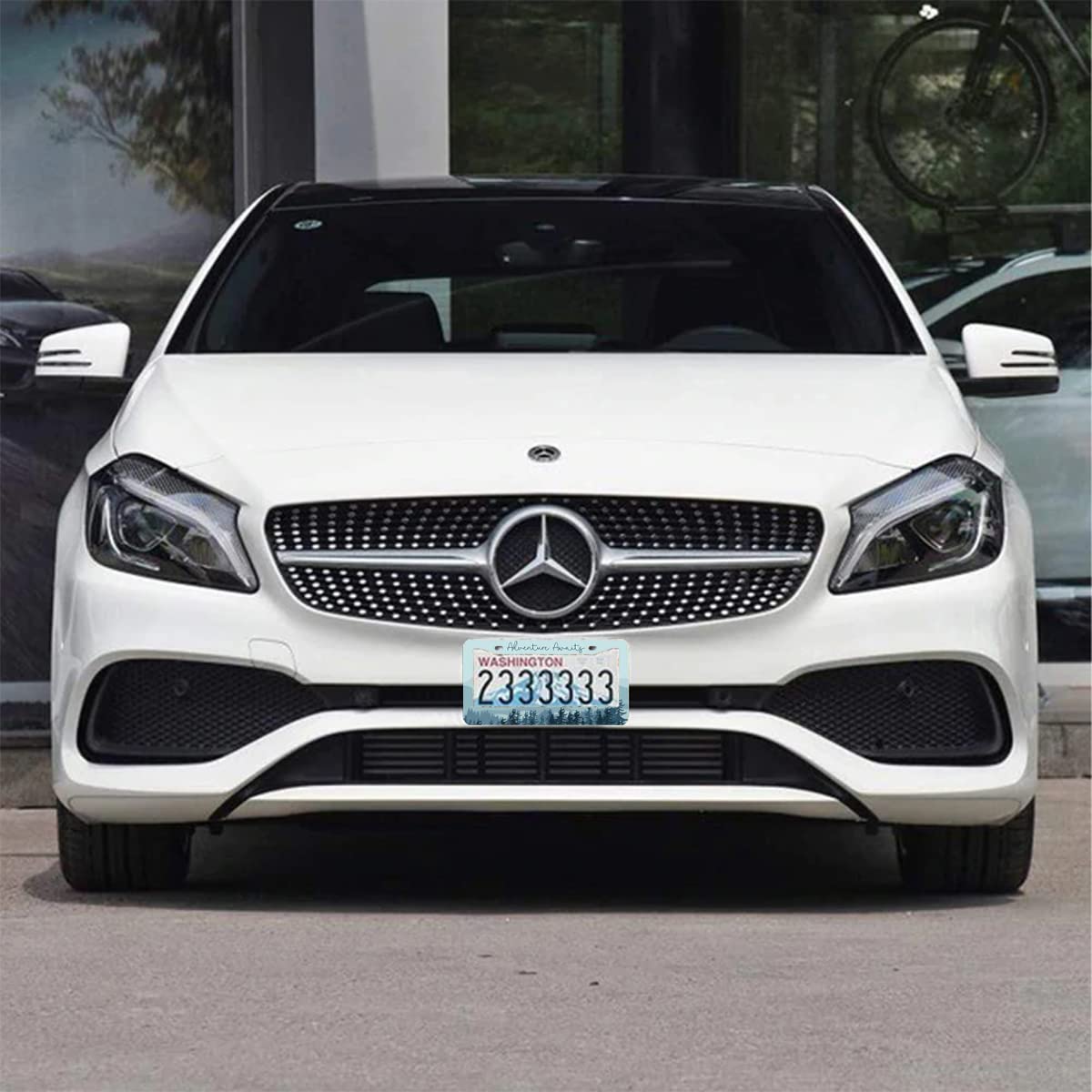 2Pcs Adventure Awaits License Plate Frames Cover Holders Stainless Steel License Plate Cover With Screw Caps Cover And Screwdriv